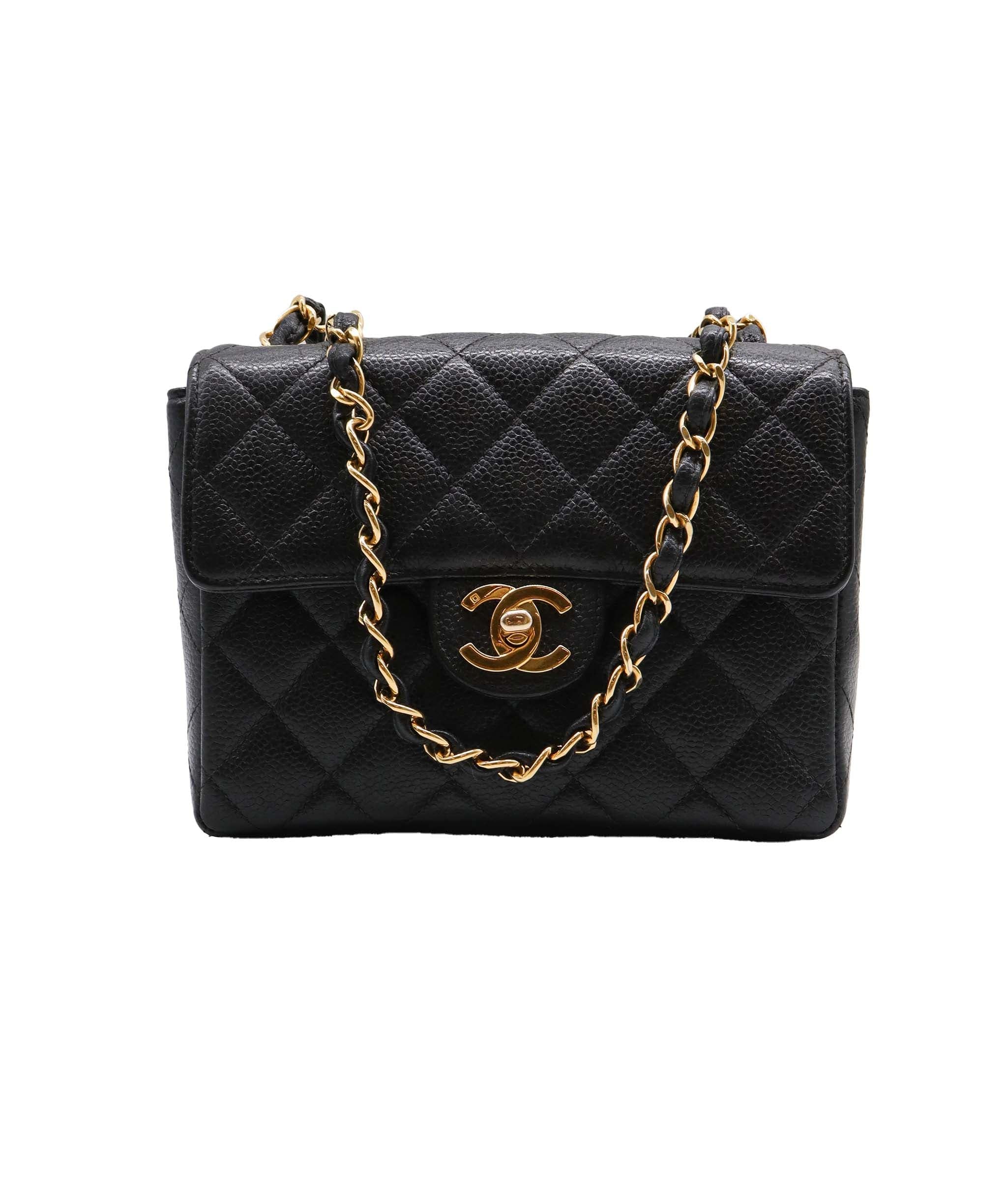 Chanel CHANEL VINTAGE MINI SQUARE 17 CHAIN SHOULDER BAG BLAck CAVIAR SKIN 90253897 DXBS1408