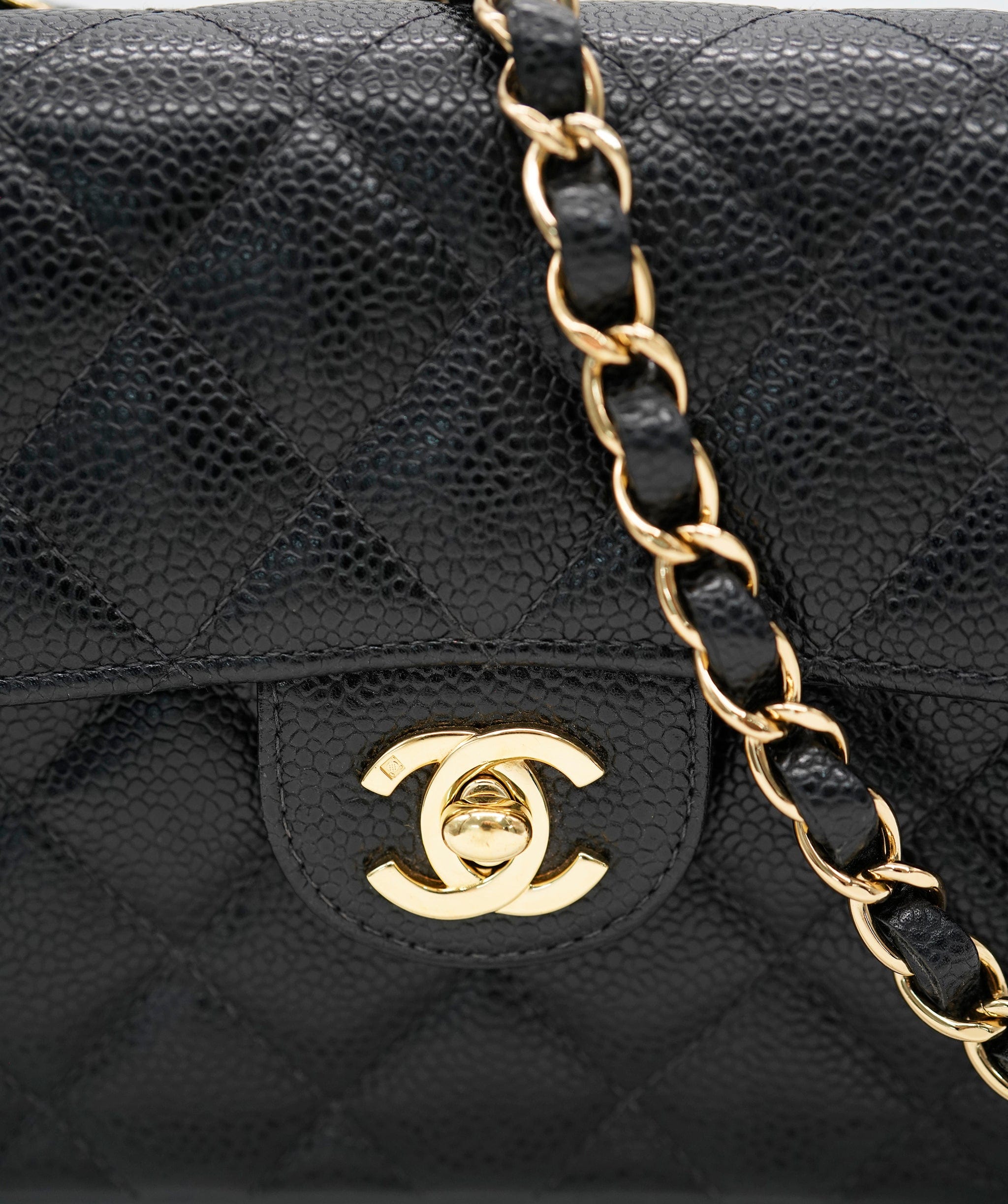 Chanel CHANEL VINTAGE MINI SQUARE 17 CHAIN SHOULDER BAG BLACK CAVIAR SKIN DBXS0009