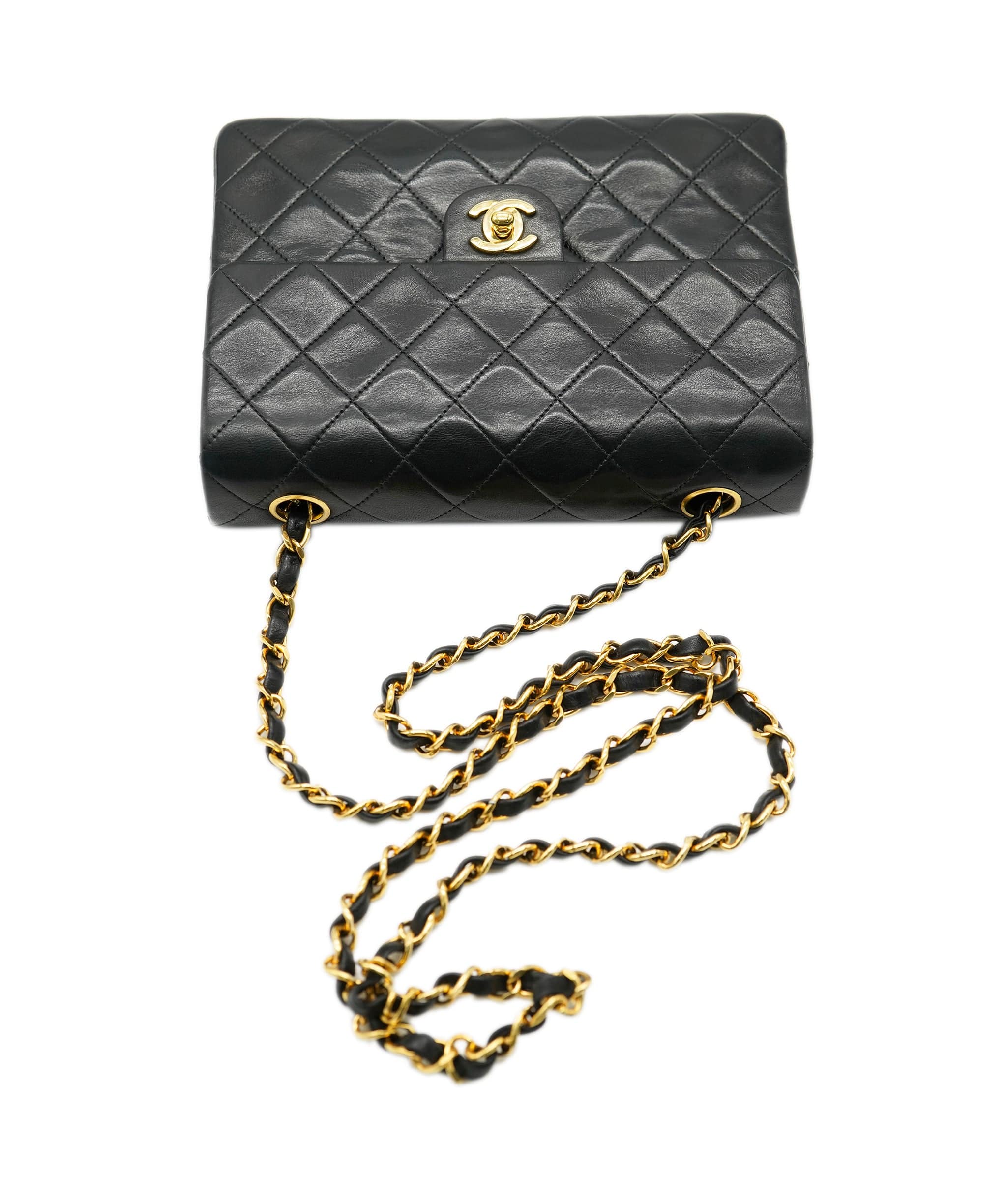 Chanel Chanel Vintage Mini Square Black Lambskin GHW #2 ASL10536