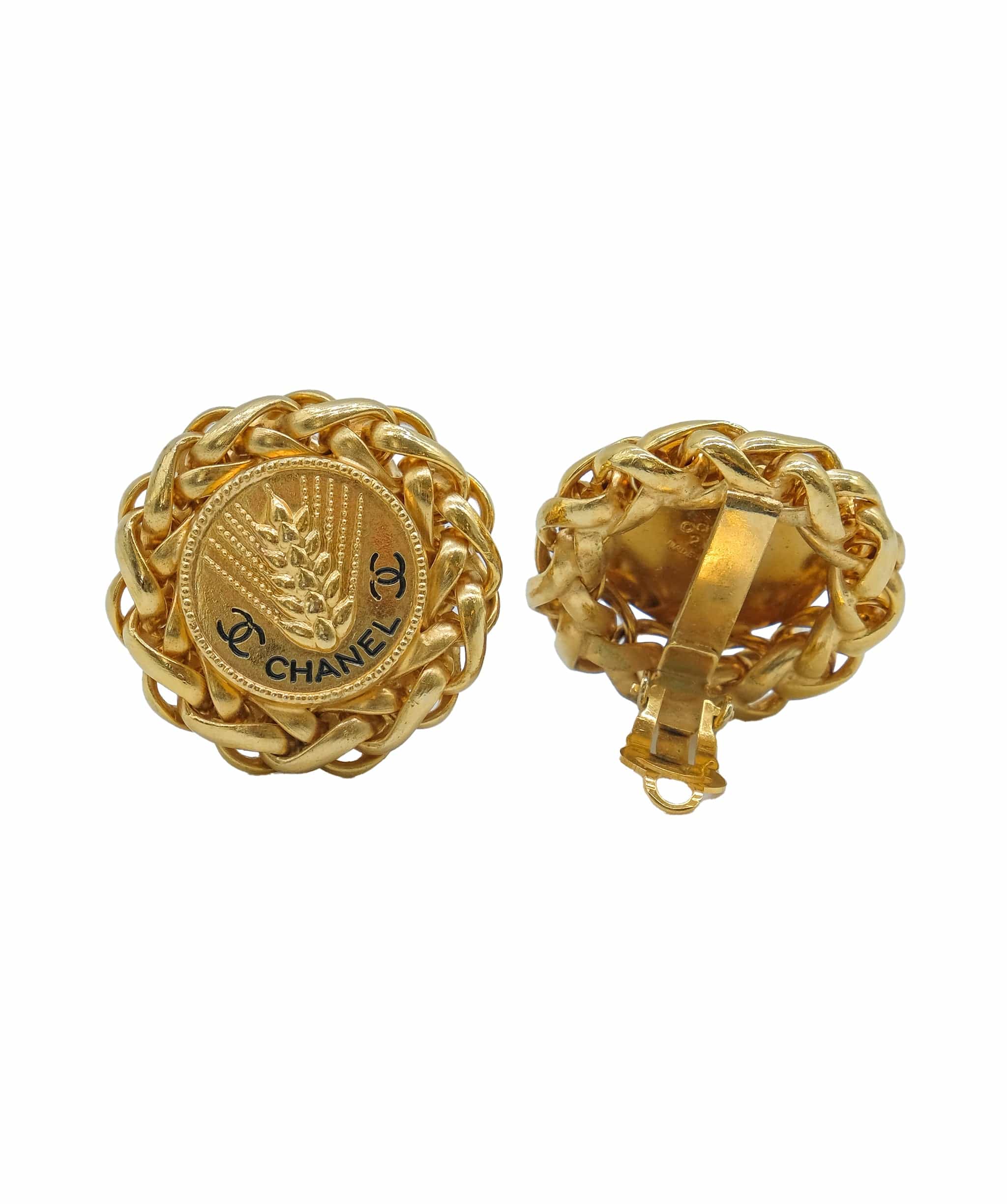 Chanel Chanel Vintage Round Earrings Gold ASC5281