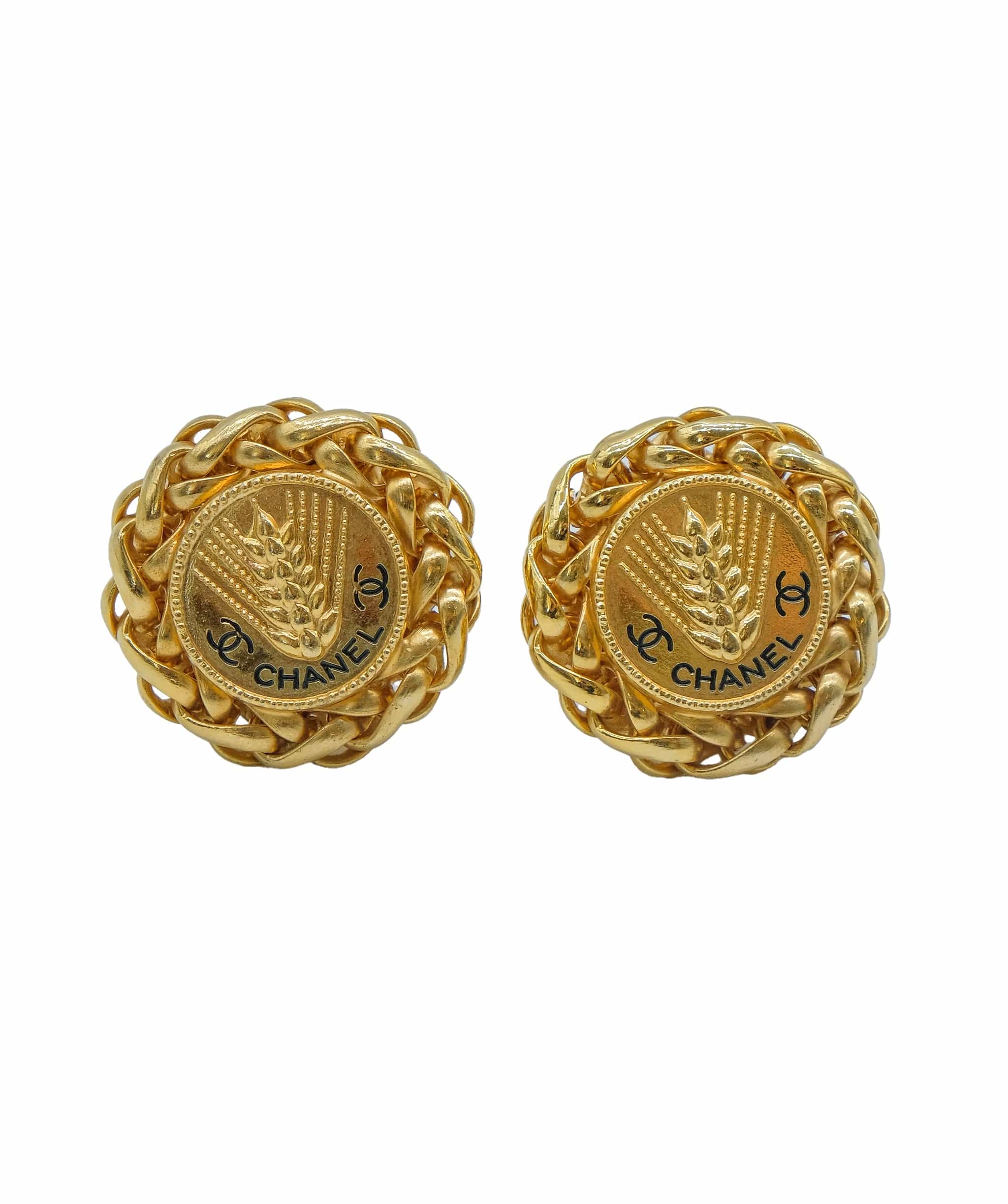 Chanel Chanel Vintage Round Earrings Gold ASC5281