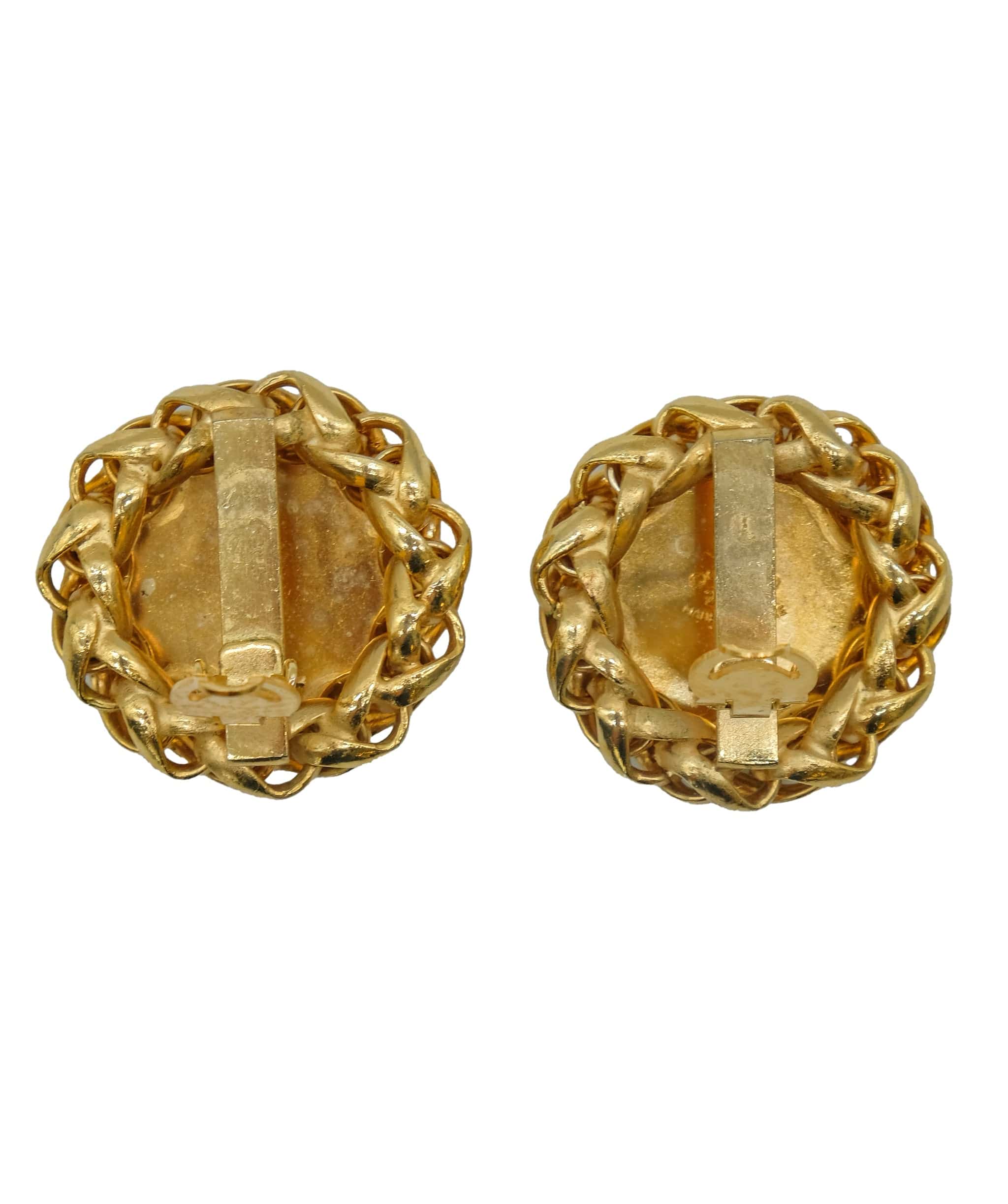 Chanel Chanel Vintage Round Earrings Gold ASC5281