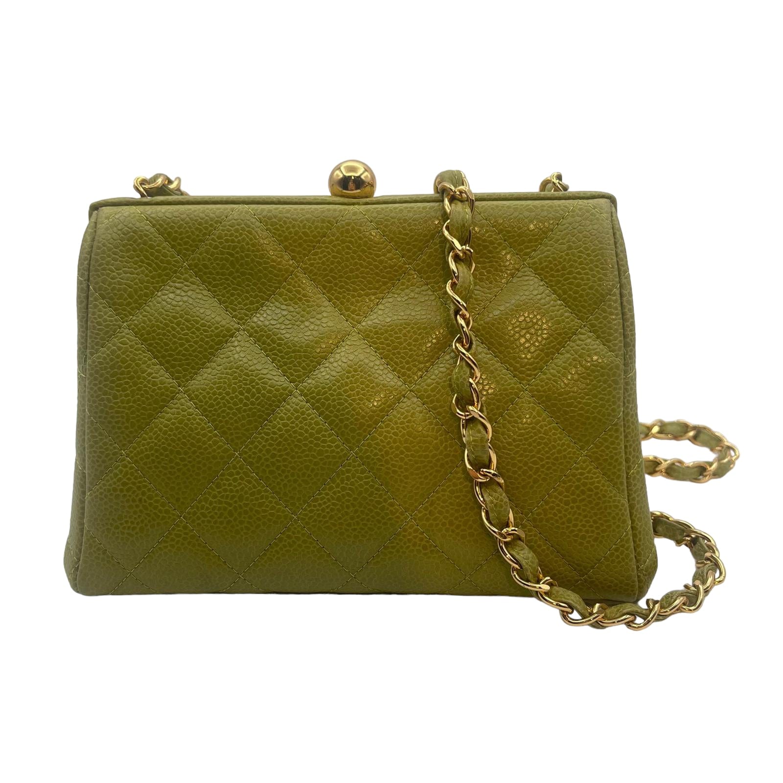 Chanel Chanel Vintage Top Kisslock Green Caviar GHW LP90195636 ASC2472