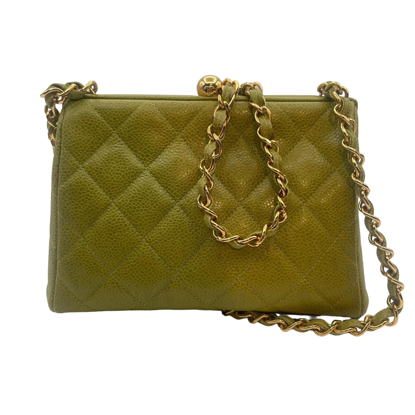 Chanel Chanel Vintage Top Kisslock Green Caviar GHW LP90195636 ASC2472