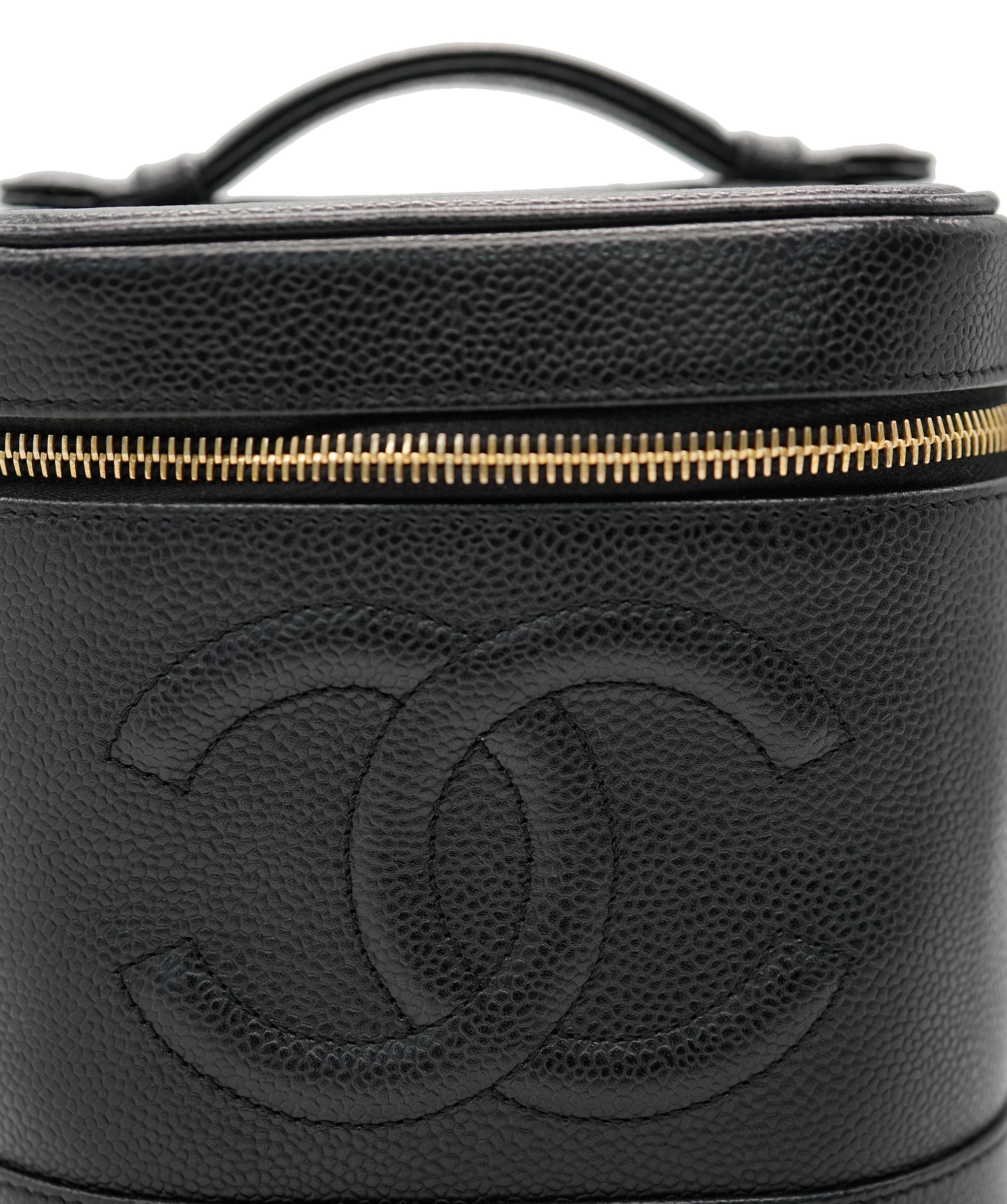 Chanel CHANEL VINTAGE VANITY HAND BAG BLACK CAVIAR SKIN DBXS0007