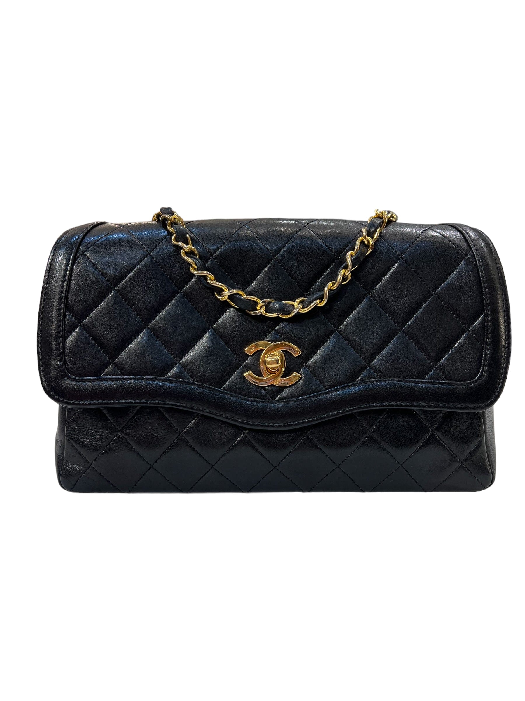 Chanel Chanel Vintage Wave Flap Black Lambskin GHW 90160665