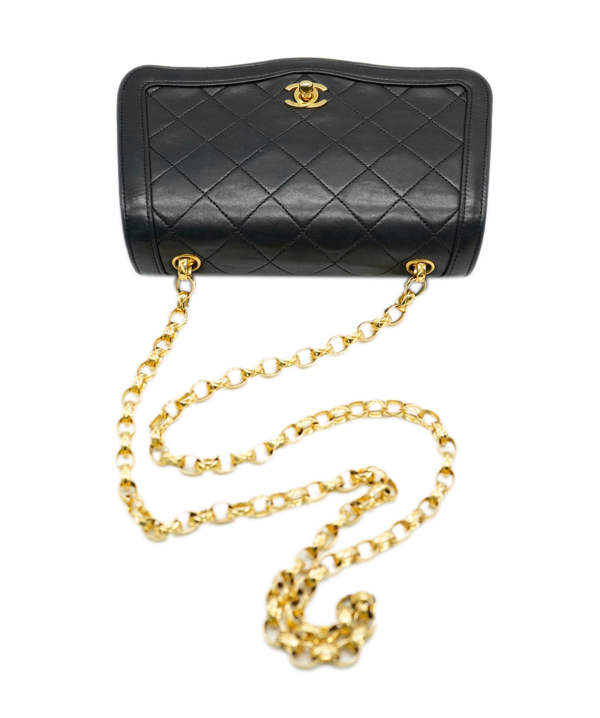 Chanel Chanel Vintage Wave Flap Black Lambskin GHW SKL1633