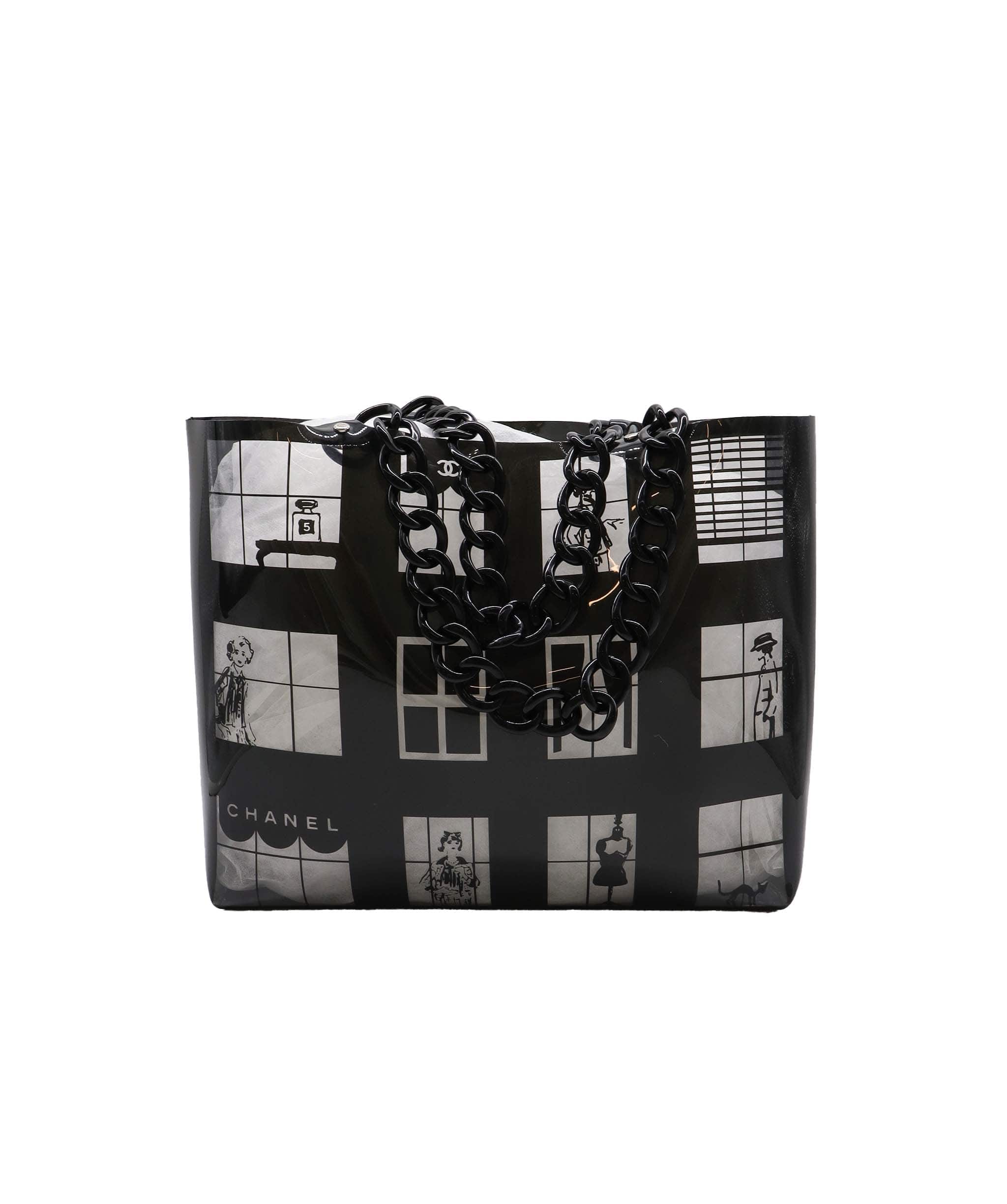 Chanel Chanel Vintage Windows Line Plastic Chain Tote Bag - DXBS1419