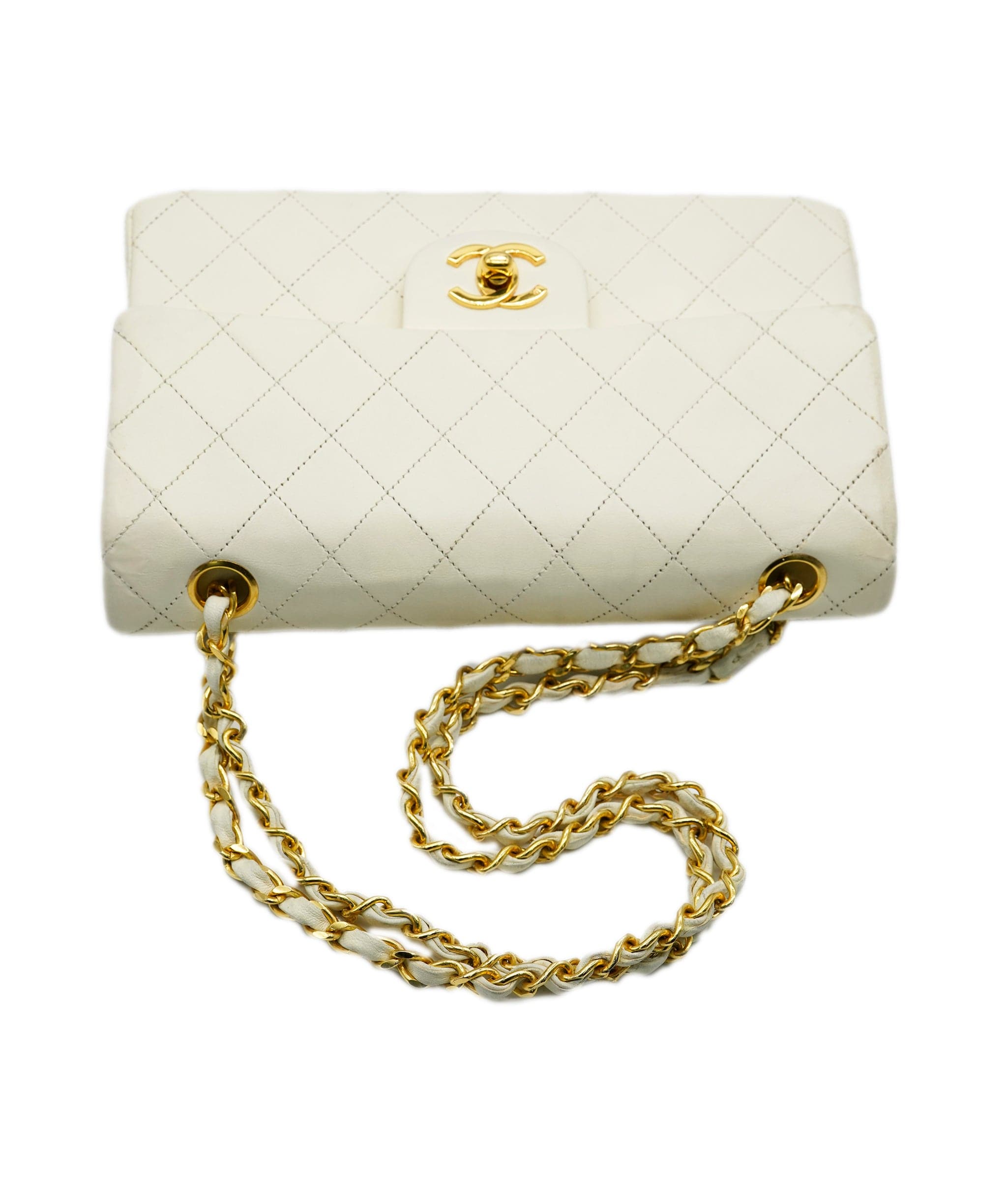 Chanel Chanel White 9' Small Classic flap with GHW - AWL4160