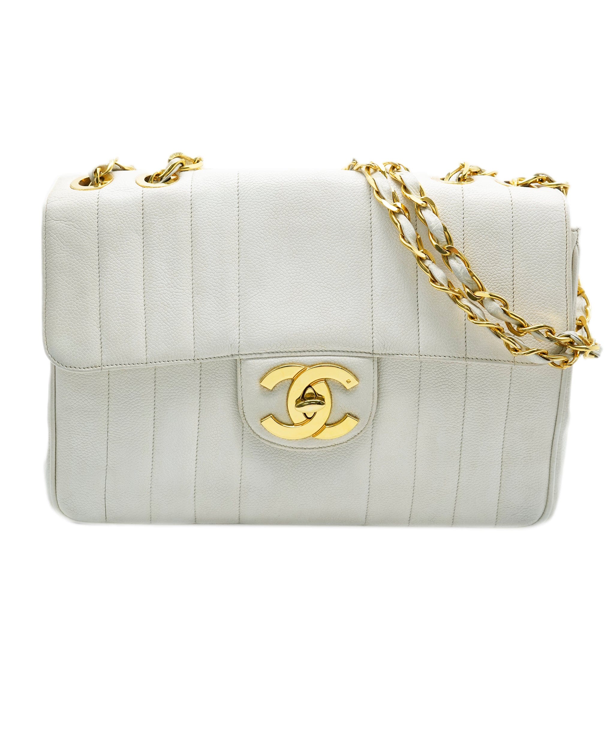 Chanel Chanel White Jumbo Caviar Mademoiselle  ASC4815