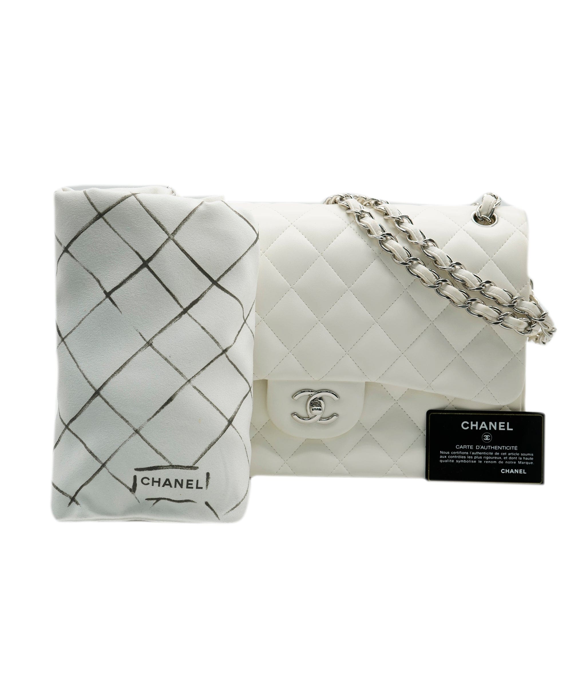 Chanel Chanel White Jumbo Flap in SHW  ALC0833