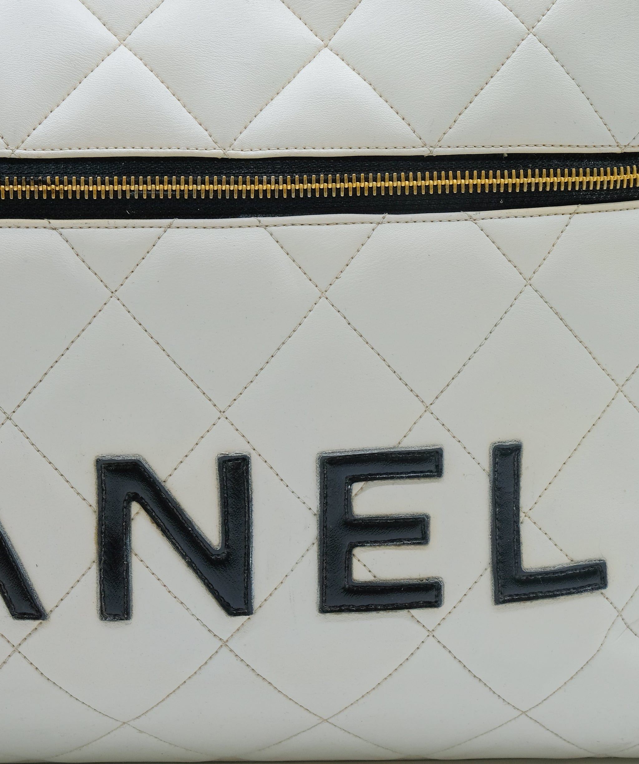 Chanel Chanel White Leather Black Trim Bowler Bag White Leather Black Trim ASC5258