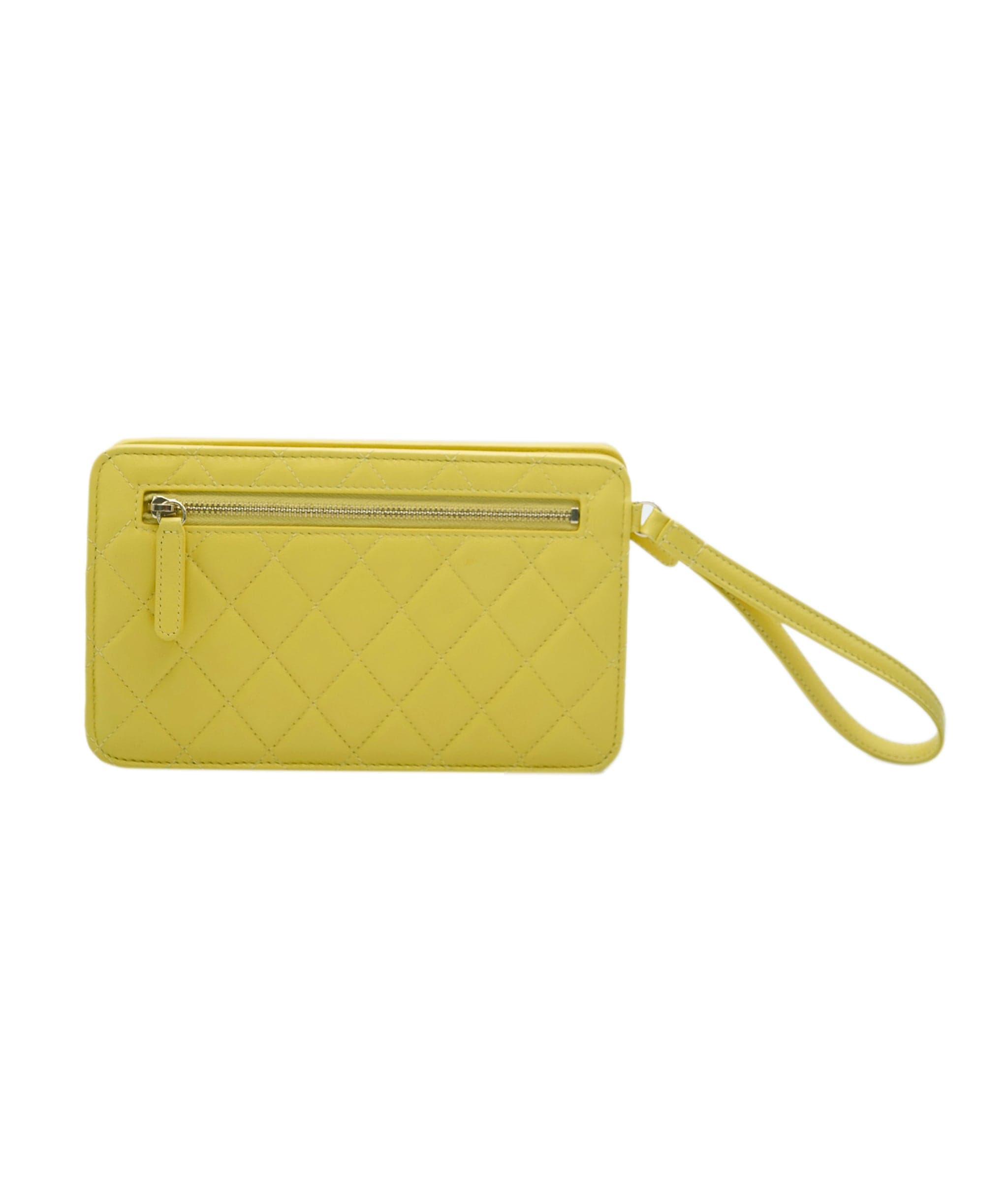 Chanel Chanel Yellow Quilted Wristlet ASC2301