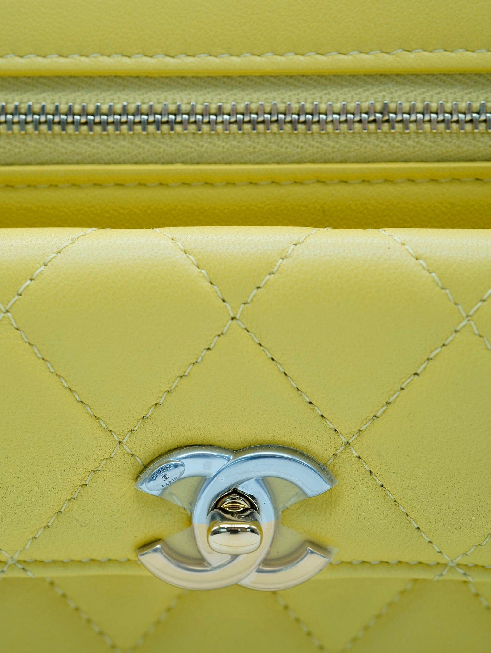 Chanel Chanel Yellow Quilted Wristlet ASC2301