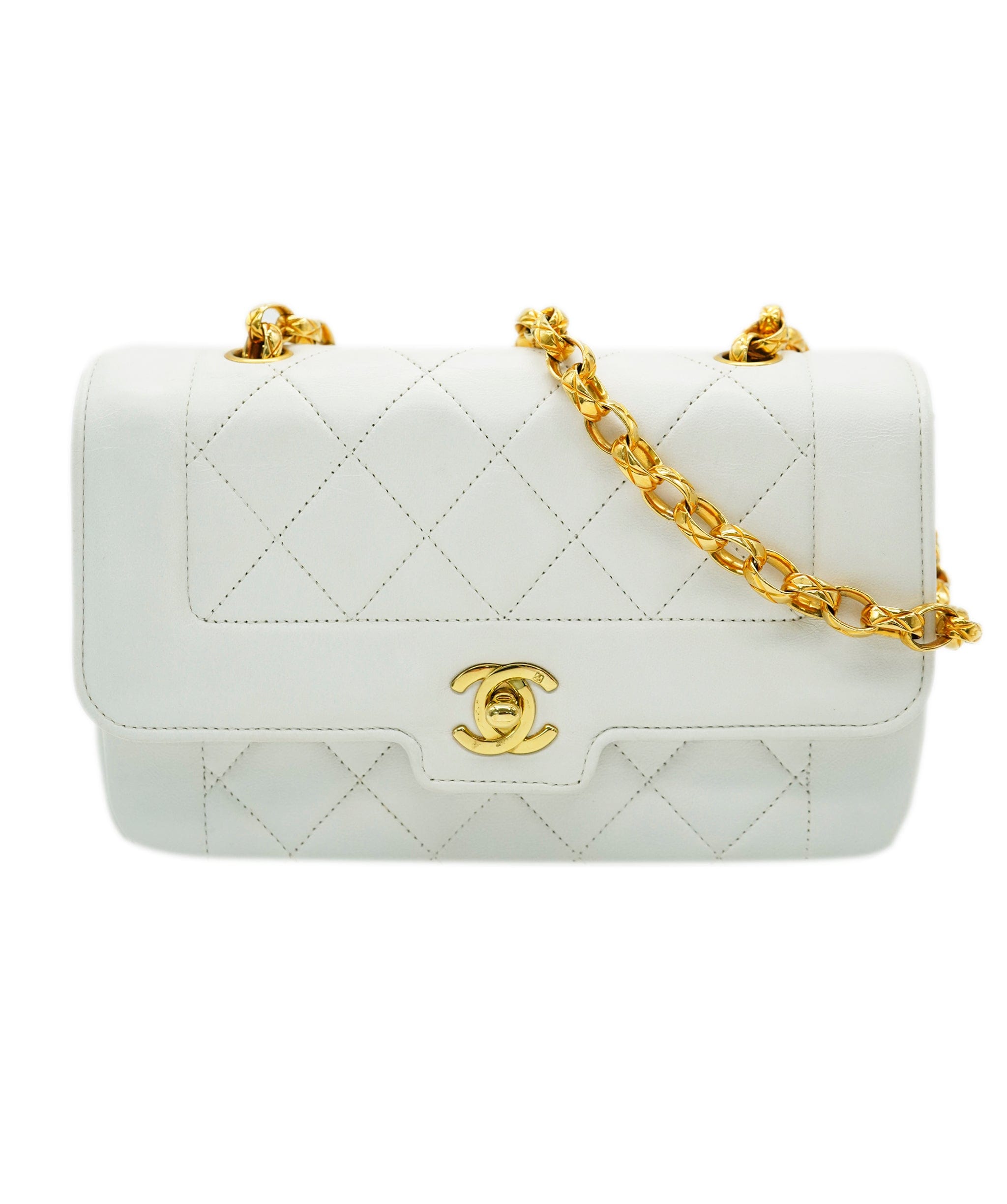 Chanel RARE CHANEL VINTAGE MINI BIJOU CHAIN SHOULDER BAG WHITE LAMB SKIN DBXS0027