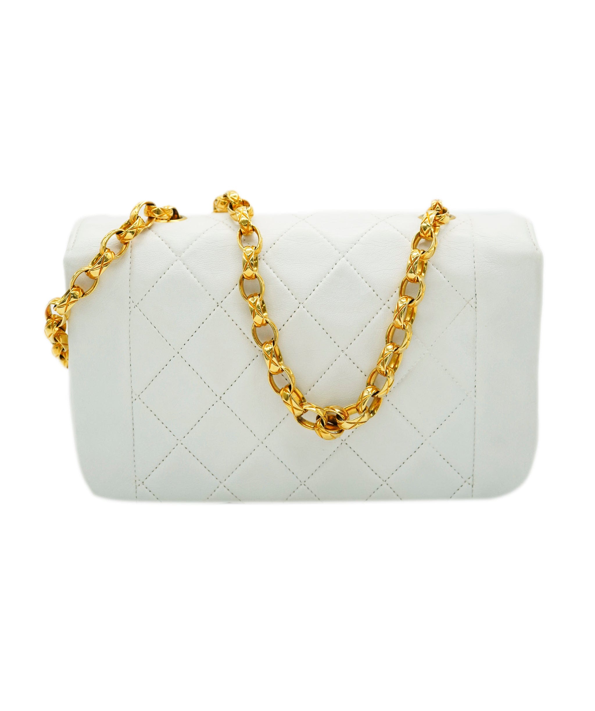 Chanel RARE CHANEL VINTAGE MINI BIJOU CHAIN SHOULDER BAG WHITE LAMB SKIN DBXS0027