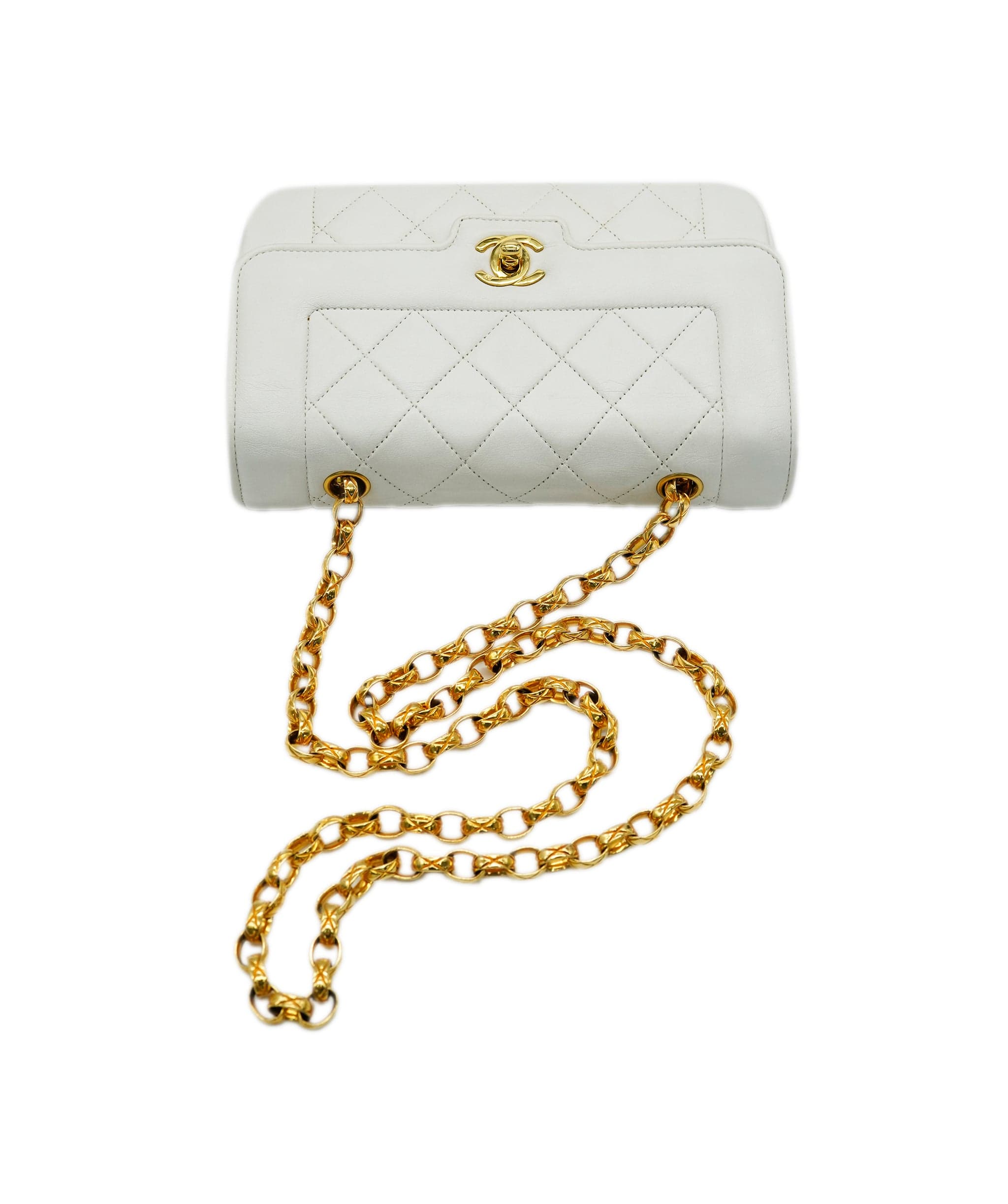 Chanel RARE CHANEL VINTAGE MINI BIJOU CHAIN SHOULDER BAG WHITE LAMB SKIN DBXS0027