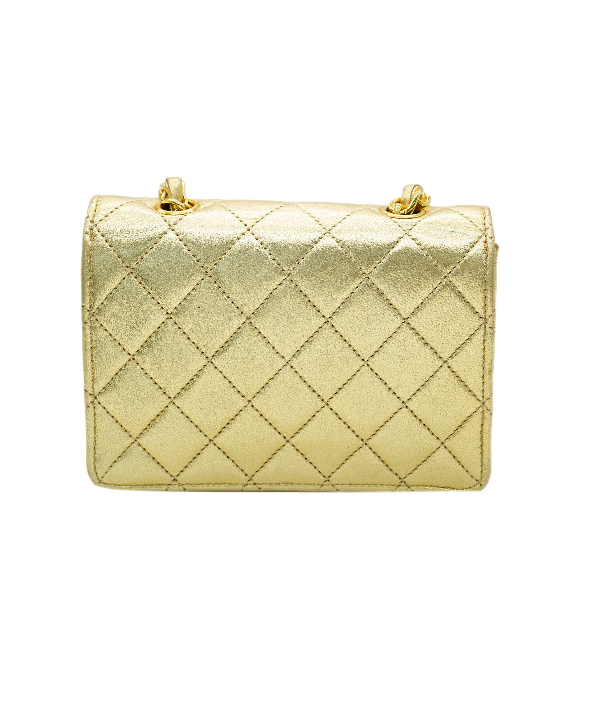 Chanel SUPER RARE CHANEL VINTAGE MINI MATELASSE CHAIN SHOULDER BAG GOLD LAMB SKIN DBXS0026