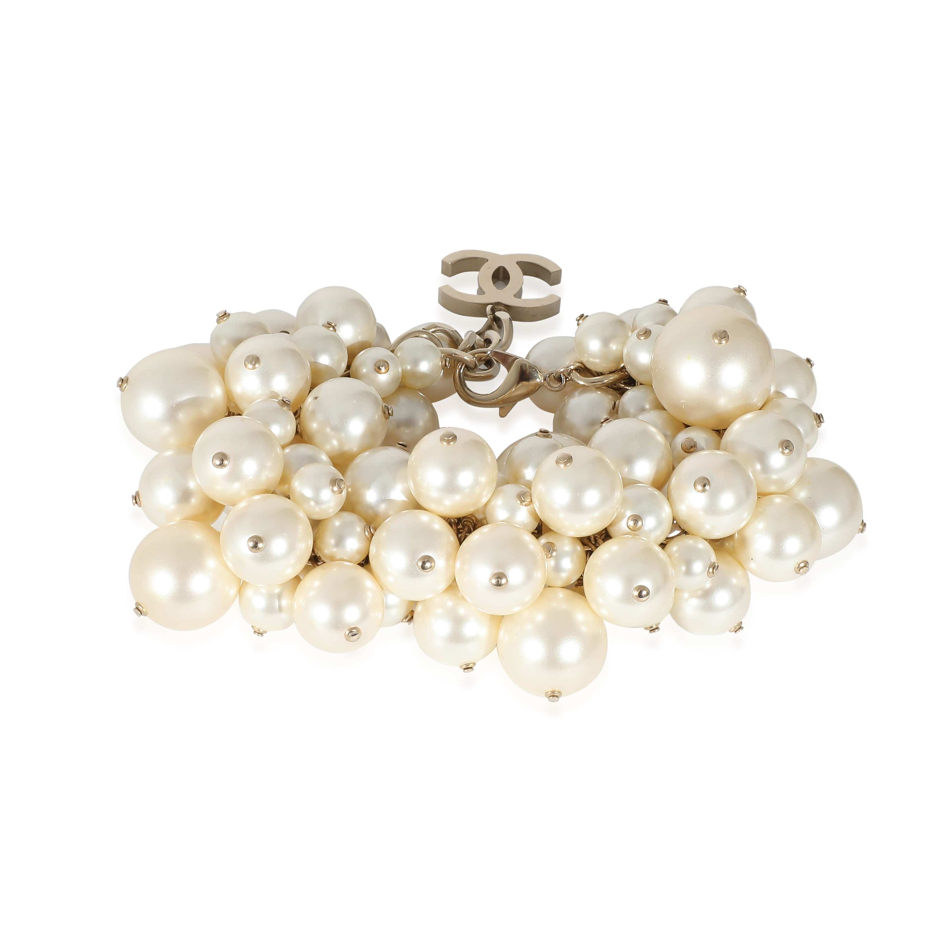 Chanel Chanel 2013 Gold Plated Large Faux Pearl Cluster Bracelet