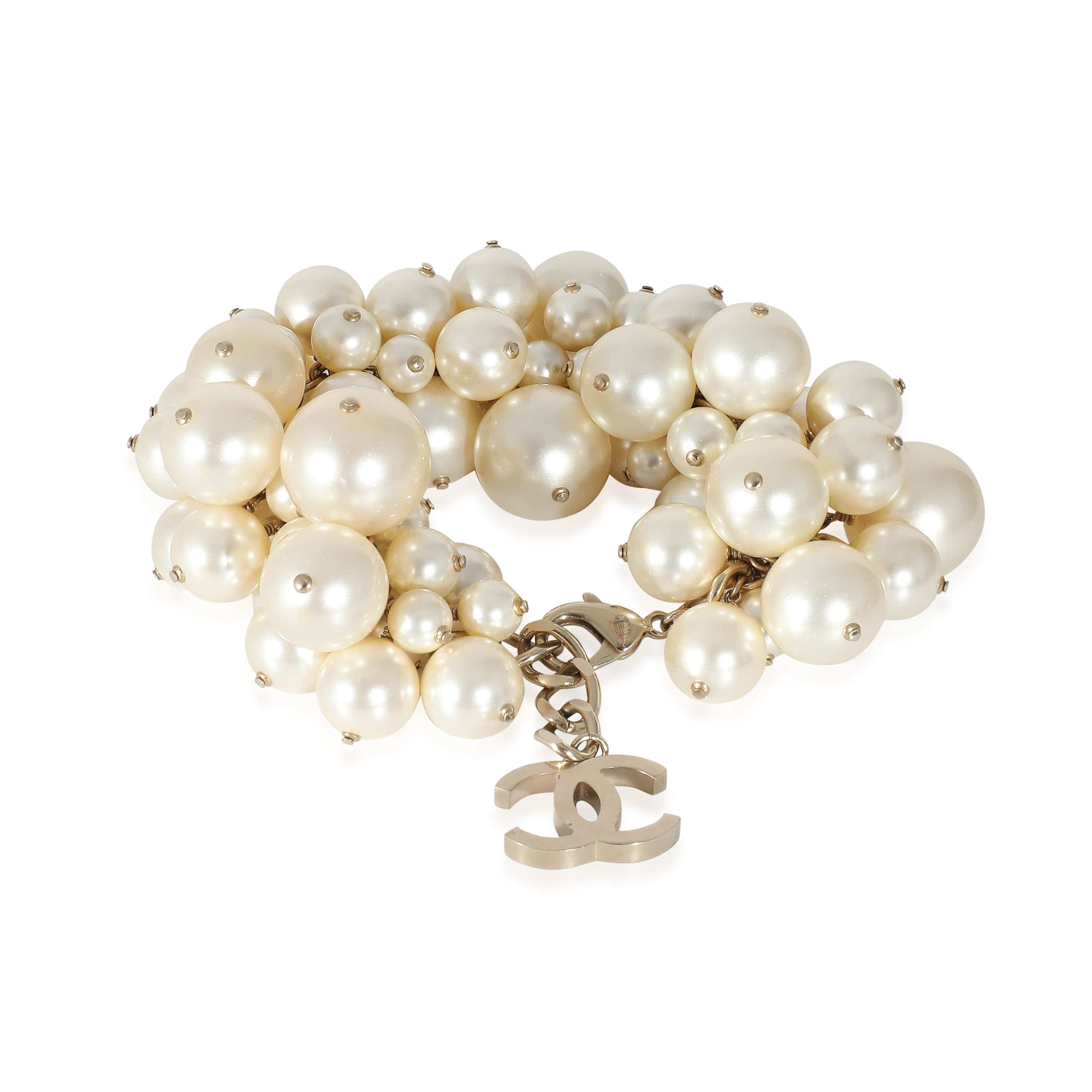 Chanel Chanel 2013 Gold Plated Large Faux Pearl Cluster Bracelet