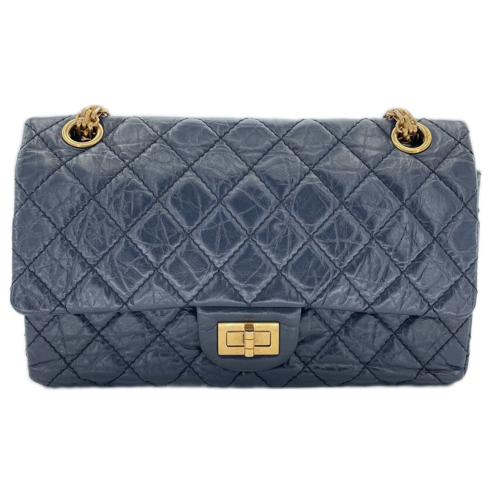 Chanel CHANEL 2.55 CHAIN SHOULDER BAG NAVY CALF SKIN 90191349