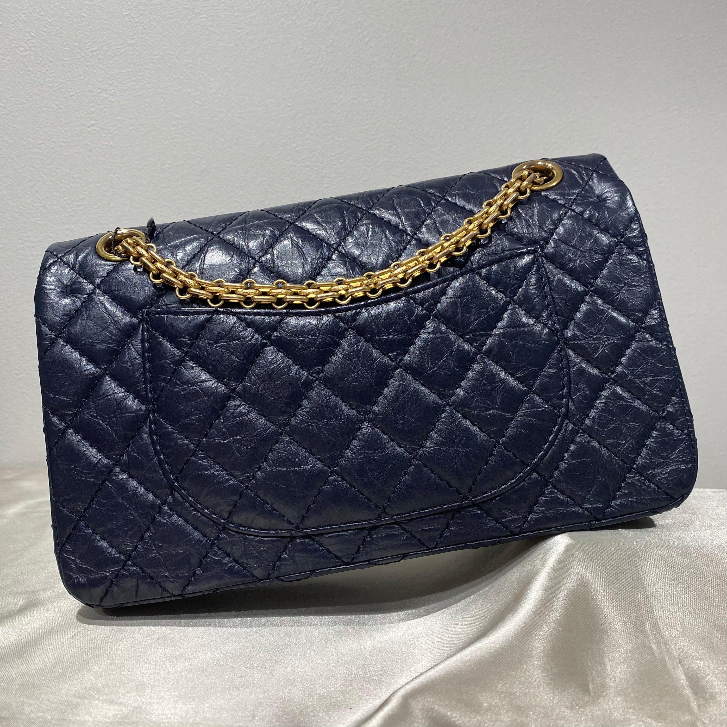 Chanel CHANEL 2.55 CHAIN SHOULDER BAG NAVY CALF SKIN 90191349