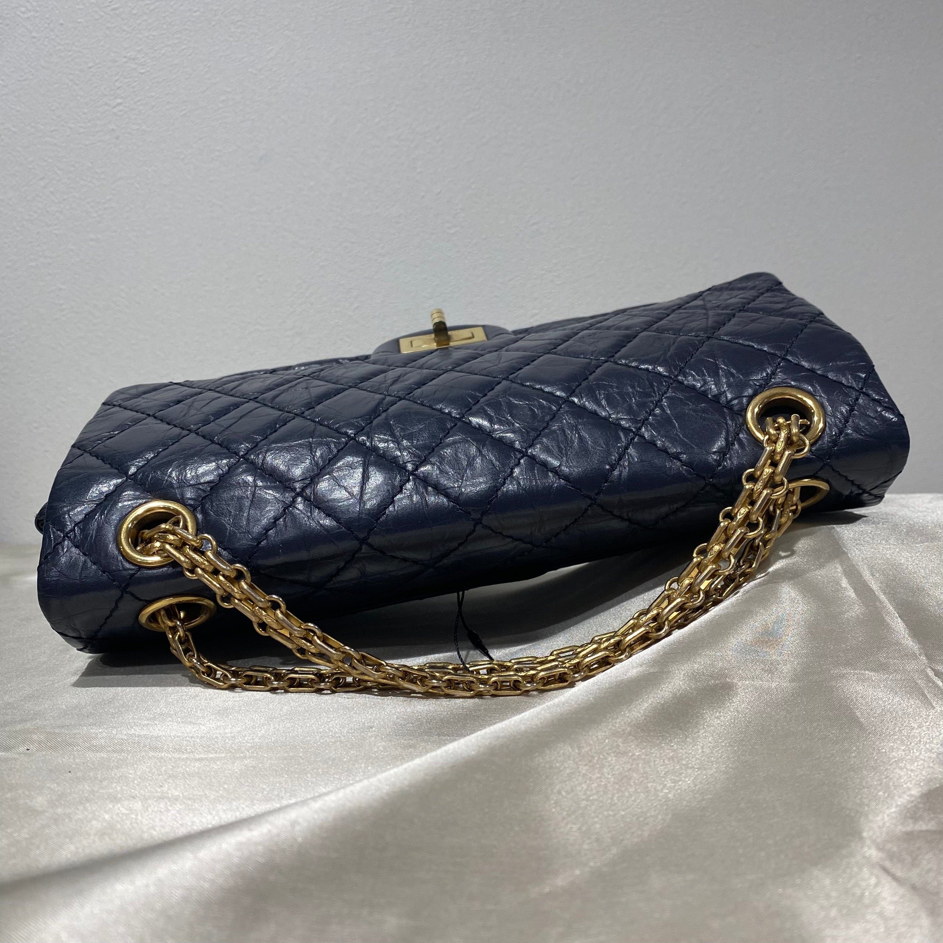 Chanel CHANEL 2.55 CHAIN SHOULDER BAG NAVY CALF SKIN 90191349