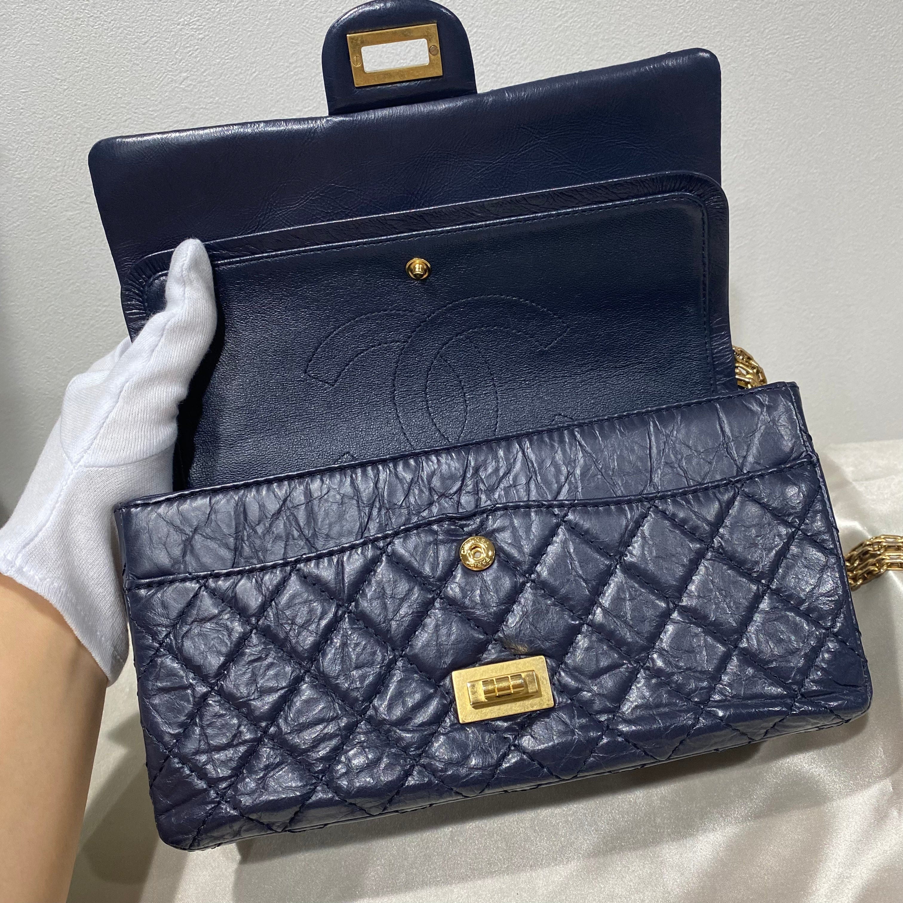 Chanel CHANEL 2.55 CHAIN SHOULDER BAG NAVY CALF SKIN 90191349