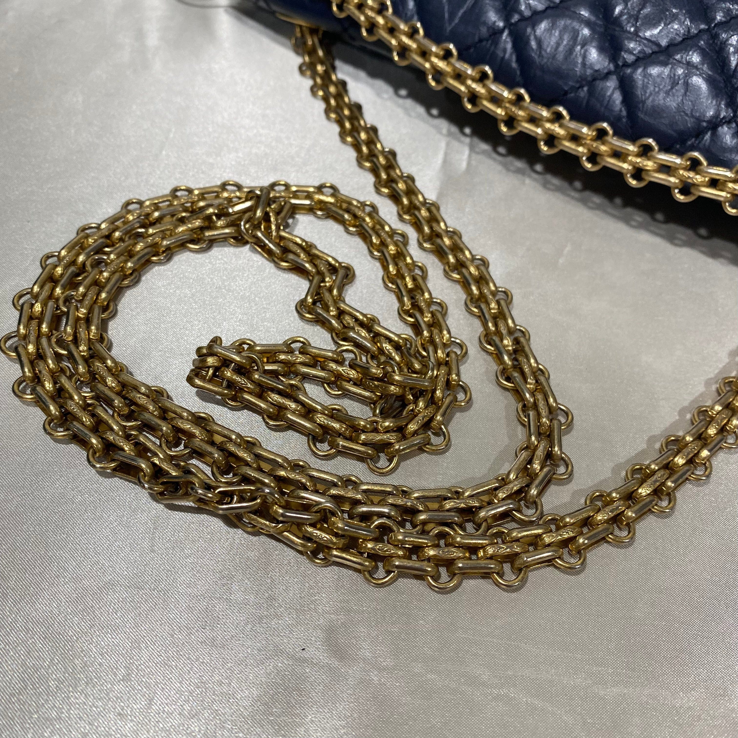 Chanel CHANEL 2.55 CHAIN SHOULDER BAG NAVY CALF SKIN 90191349