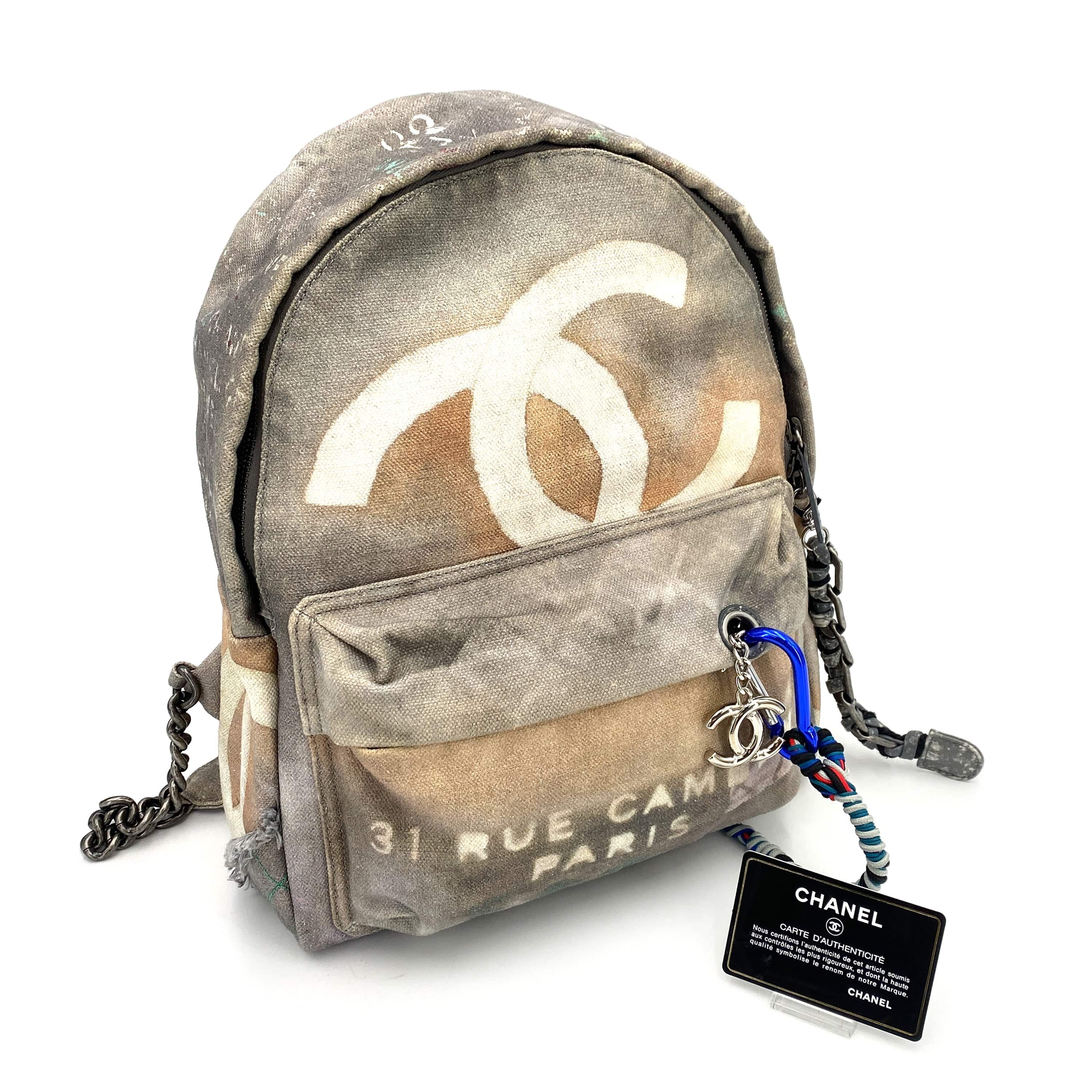 Chanel CHANEL BACK PACK GRAFFITI COCOMARK NEWSPAPER ACTⅡ A92352 GRAY CANVAS 90247077