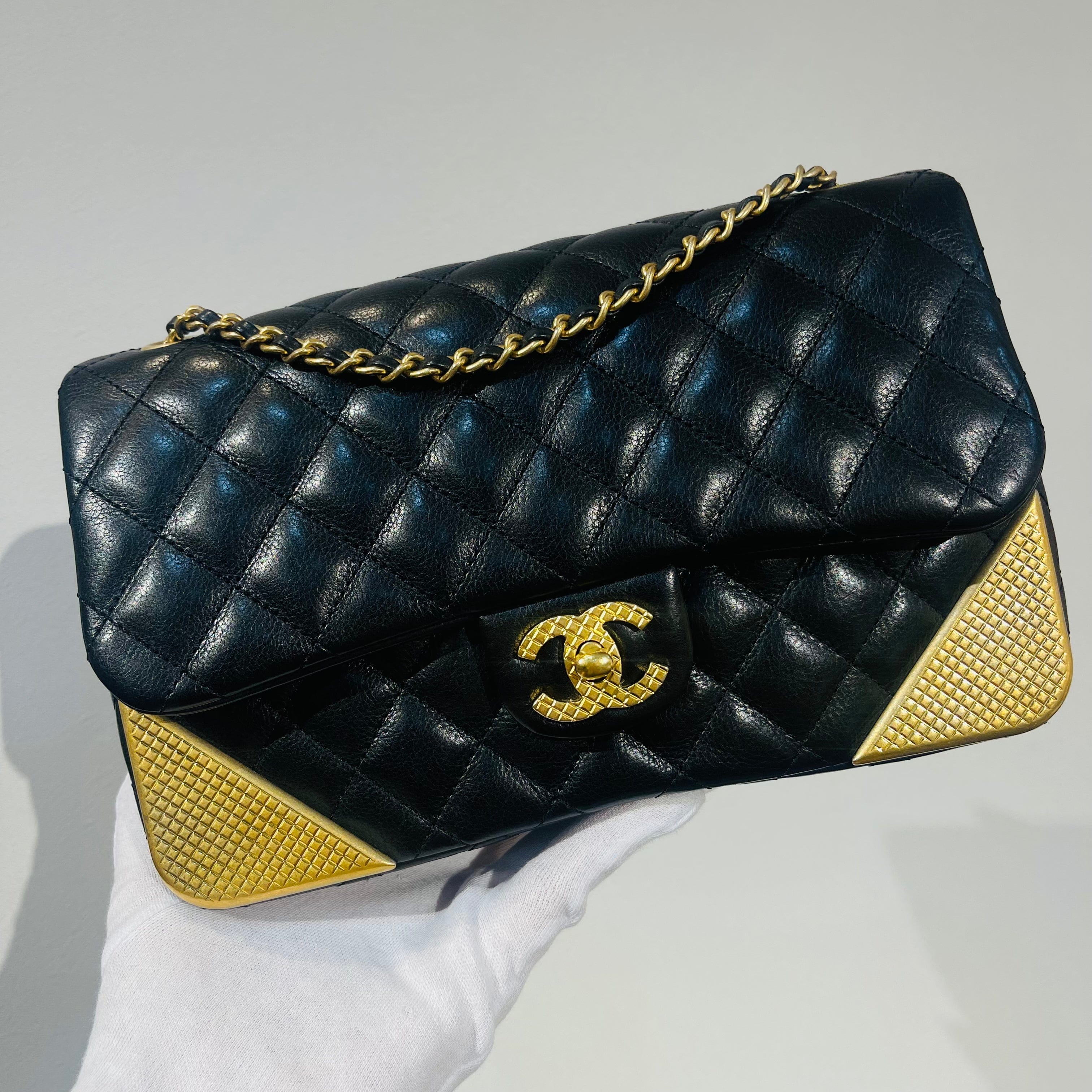 Chanel CHANEL CHAIN SHOULDER BAG BLACK LAMB SKIN 90206368