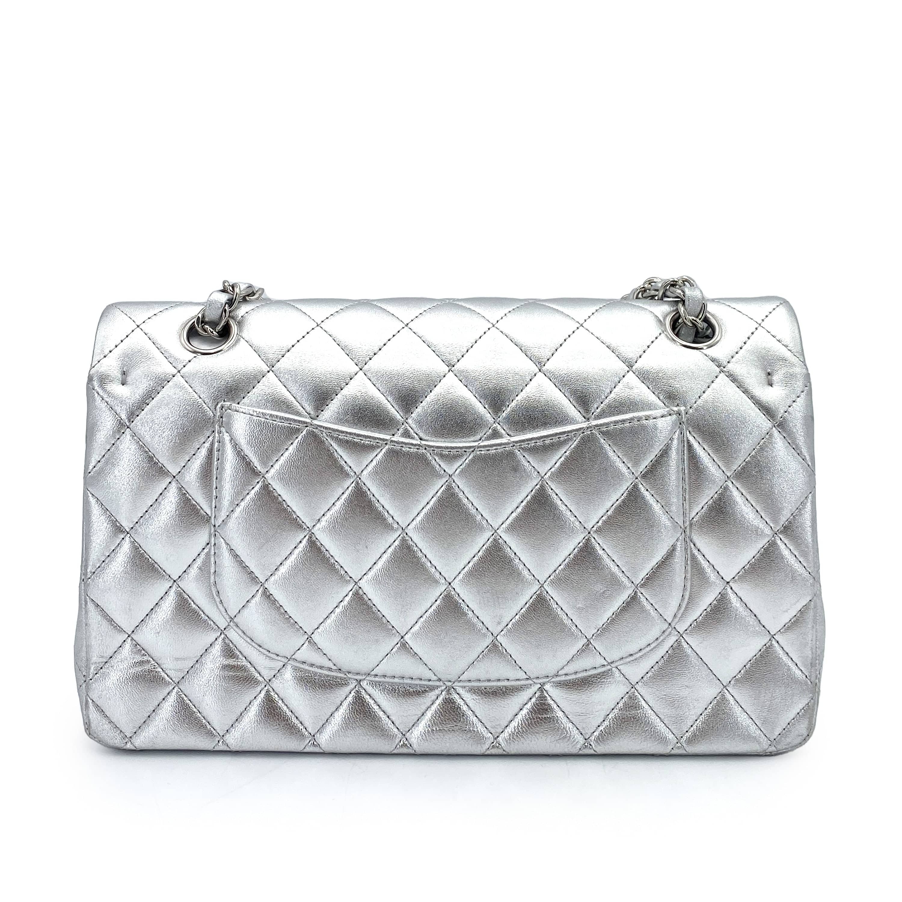 Chanel Chanel Classic Flap Medium Metallic Silver Lambskin SHW #13 90245570