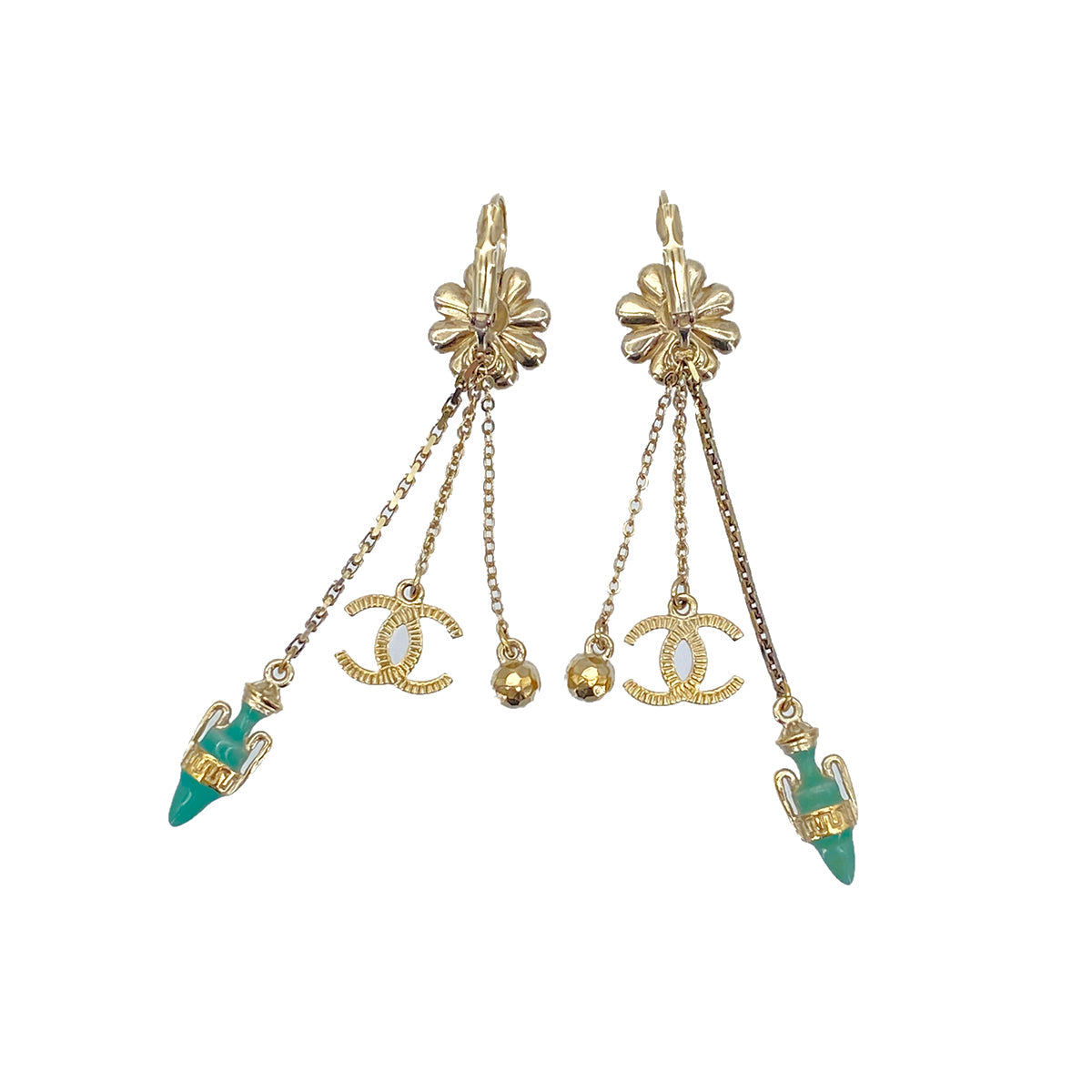 CHANEL CHANEL EARRINGS COCOMARK FLOWER RHINESTONE SWING ACCESSORY 18C 90270834