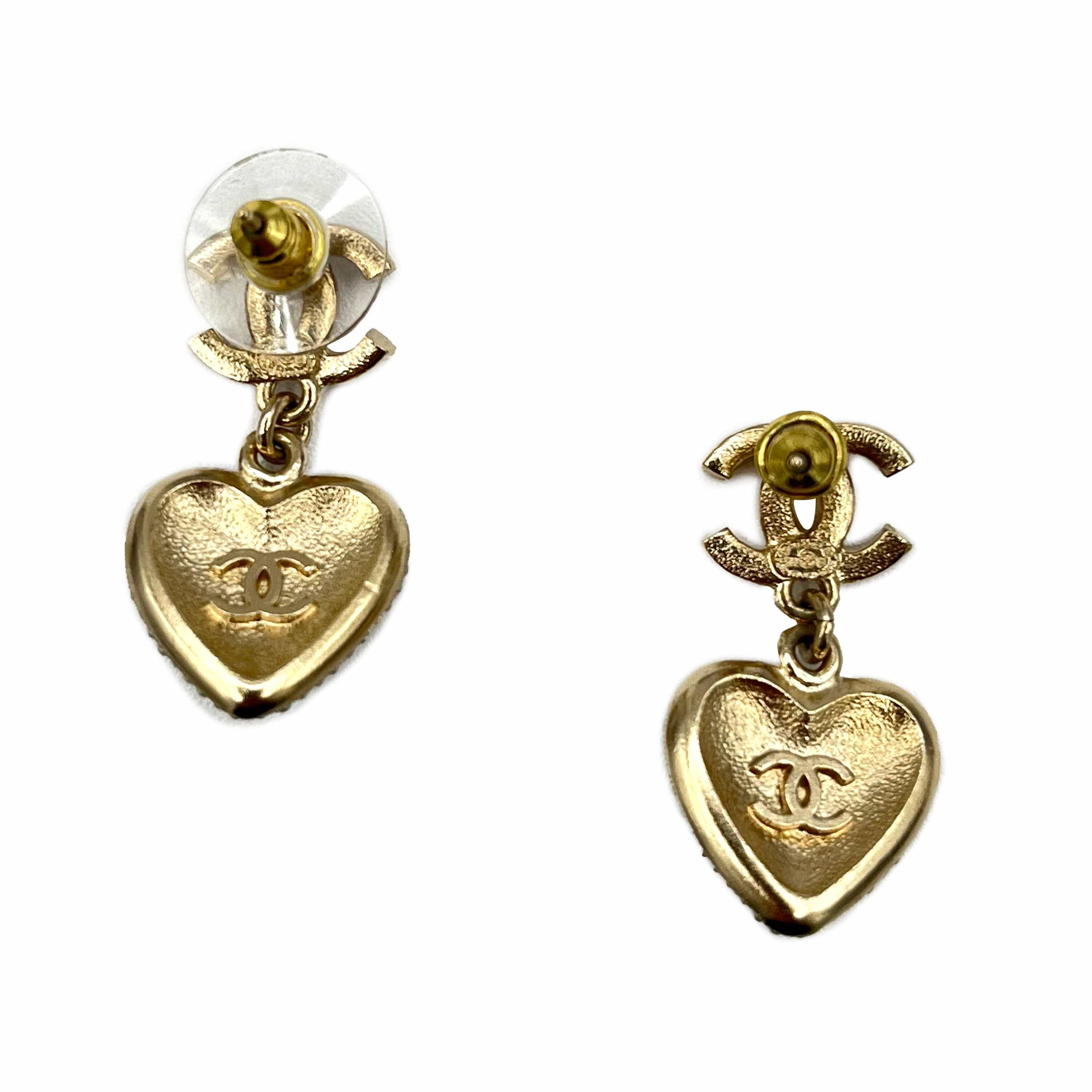 Chanel CHANEL EARRINGS COCOMARK HEART MOTIF RHINESTONE FAKEPEARL ACCESSORY F22B 90205920