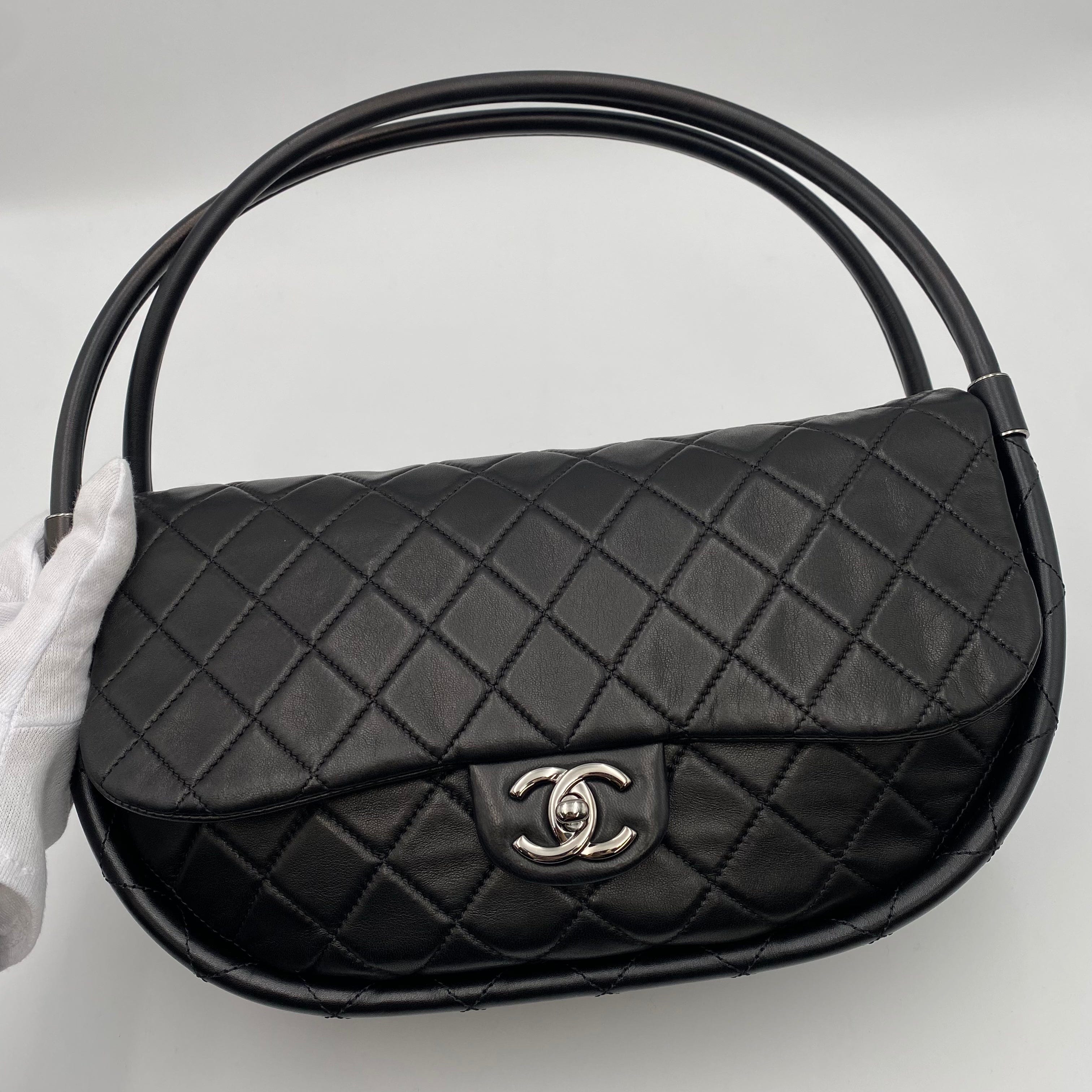 Chanel CHANEL HULA HOOP CROSS HAND BAG BLACK LAMB SKIN 90219238