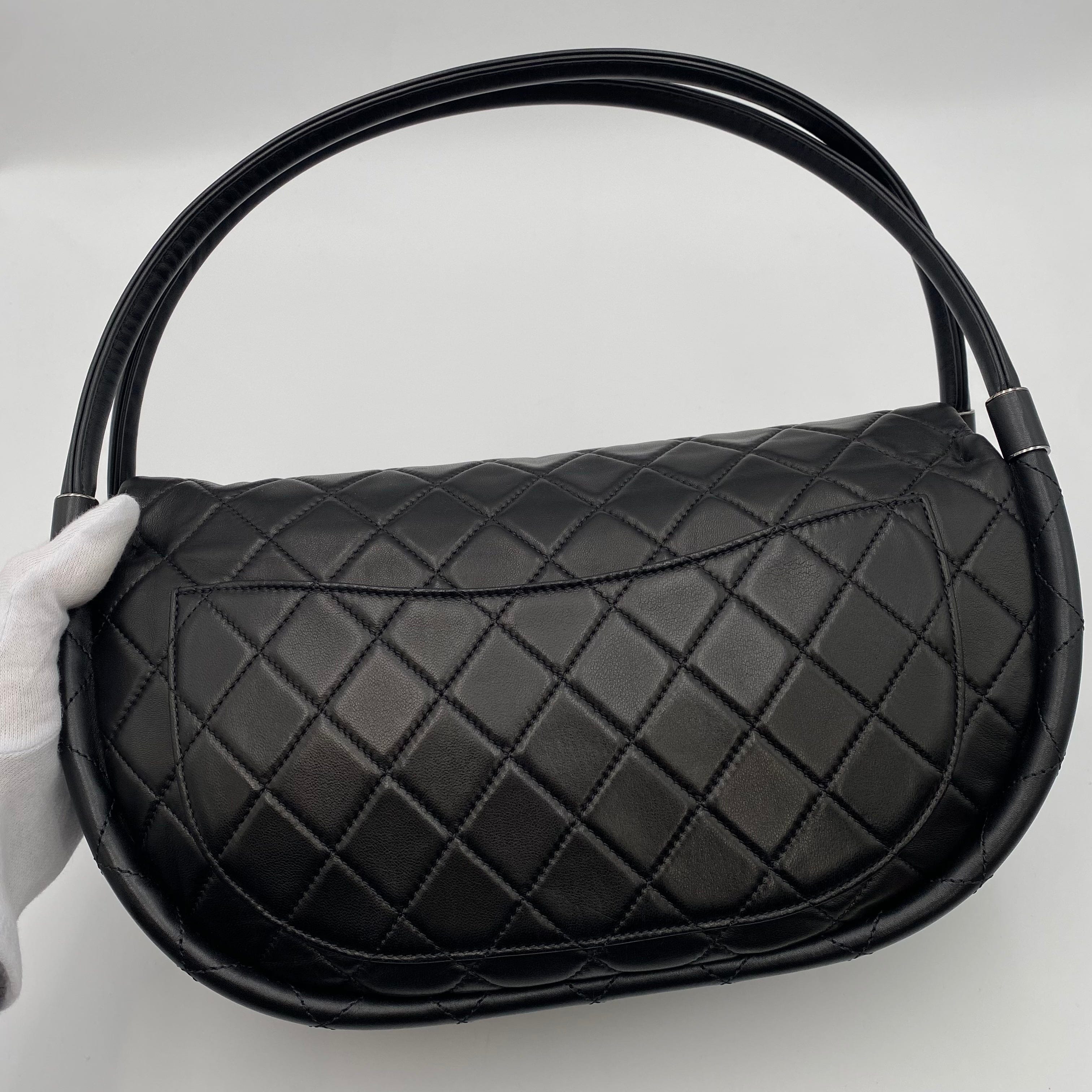 Chanel CHANEL HULA HOOP CROSS HAND BAG BLACK LAMB SKIN 90219238