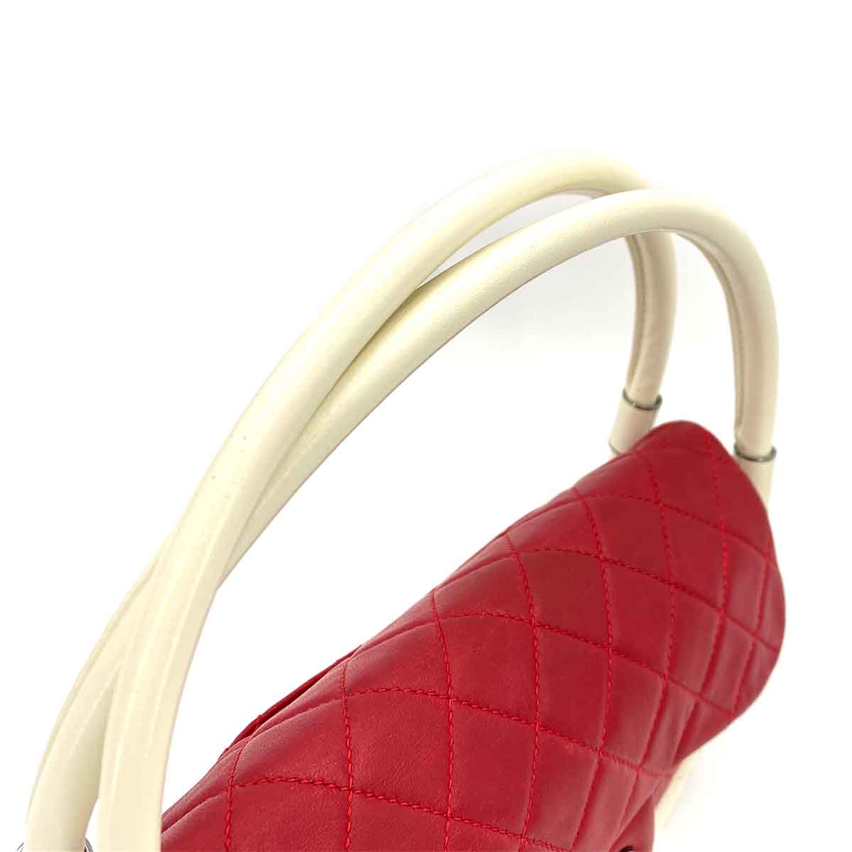 Chanel CHANEL HULA HOOP CROSS HAND BAG RED WHITE LAMB SKIN 90245797