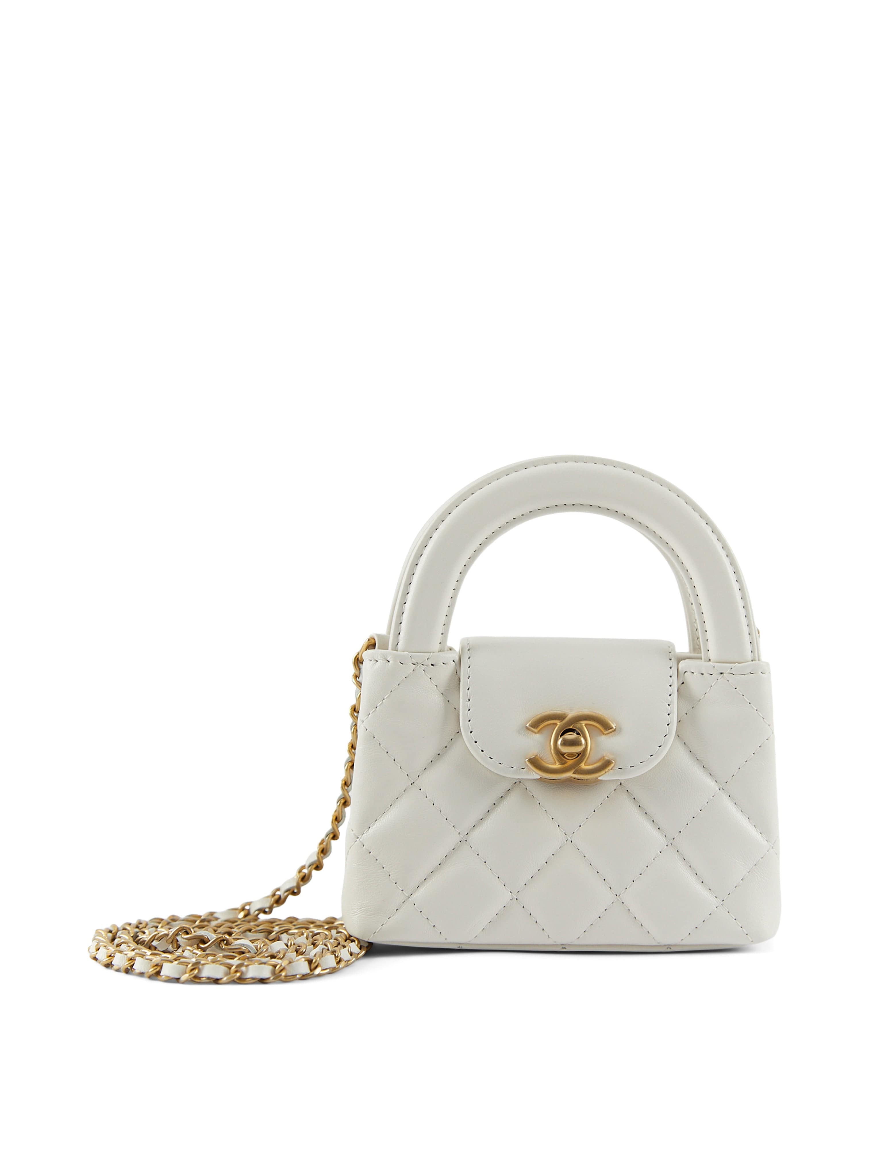 Chanel CHANEL NANO "KELLY" BAG WHITE Lambskin Leather with Gold-Tone Hardware