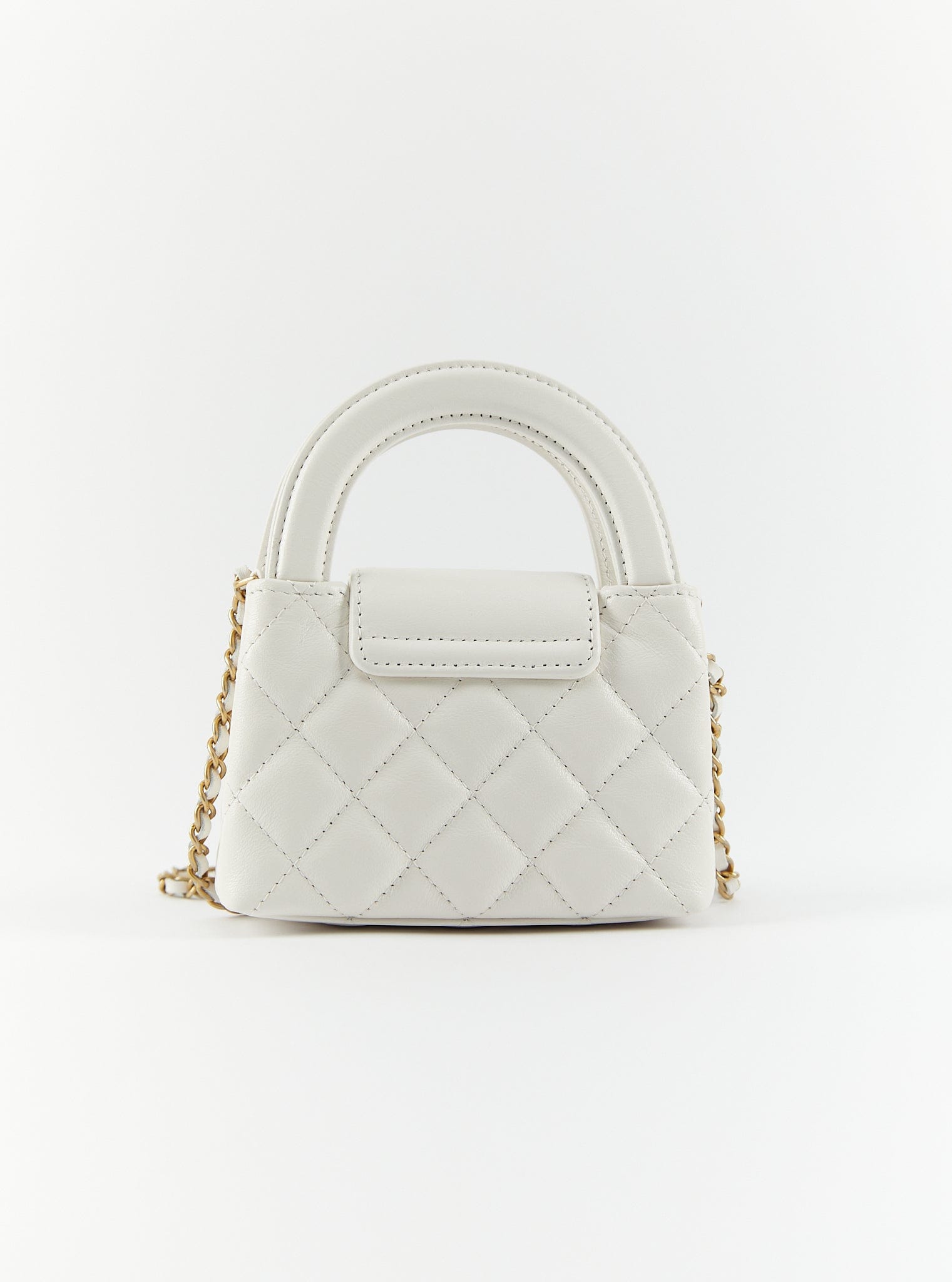 Chanel CHANEL NANO "KELLY" BAG WHITE Lambskin Leather with Gold-Tone Hardware