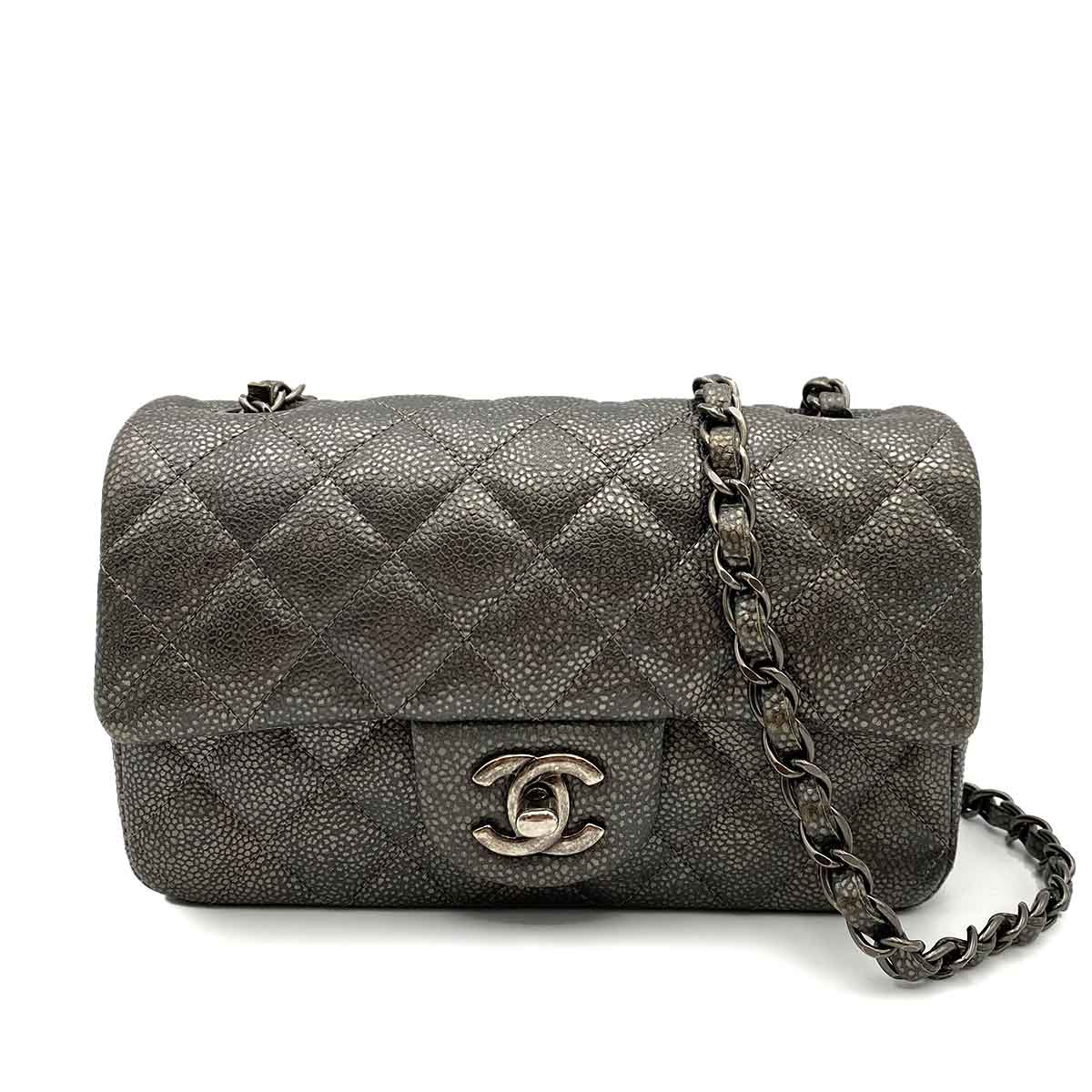 Chanel Chanel Mini Rectangle Metallic Gray Caviar Aged SHW #21 90232566