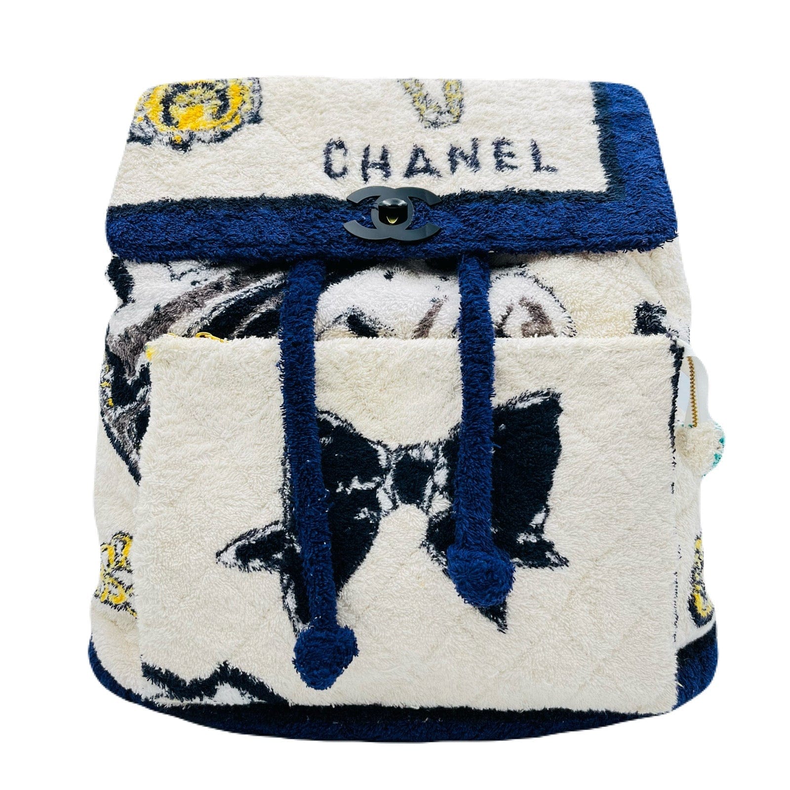 Chanel CHANEL VINTAGE 1994 TERRY CLOTH JUMBO BACKPACK WHITE PILE FABRIC 90212709