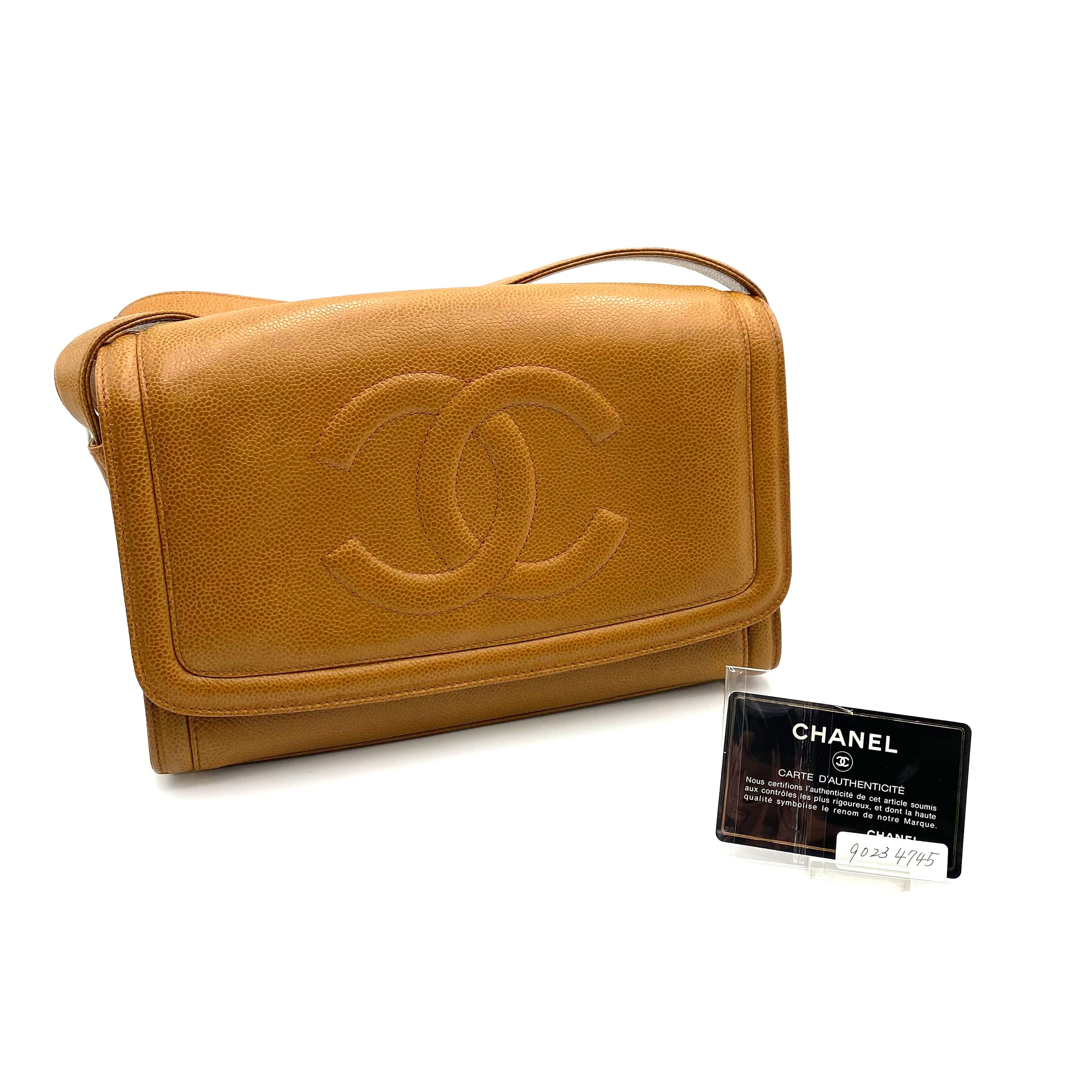 Chanel CHANEL VINTAGE BIG COCO SHOULDER BAG CAMEL CAVIAR SKIN 90234745