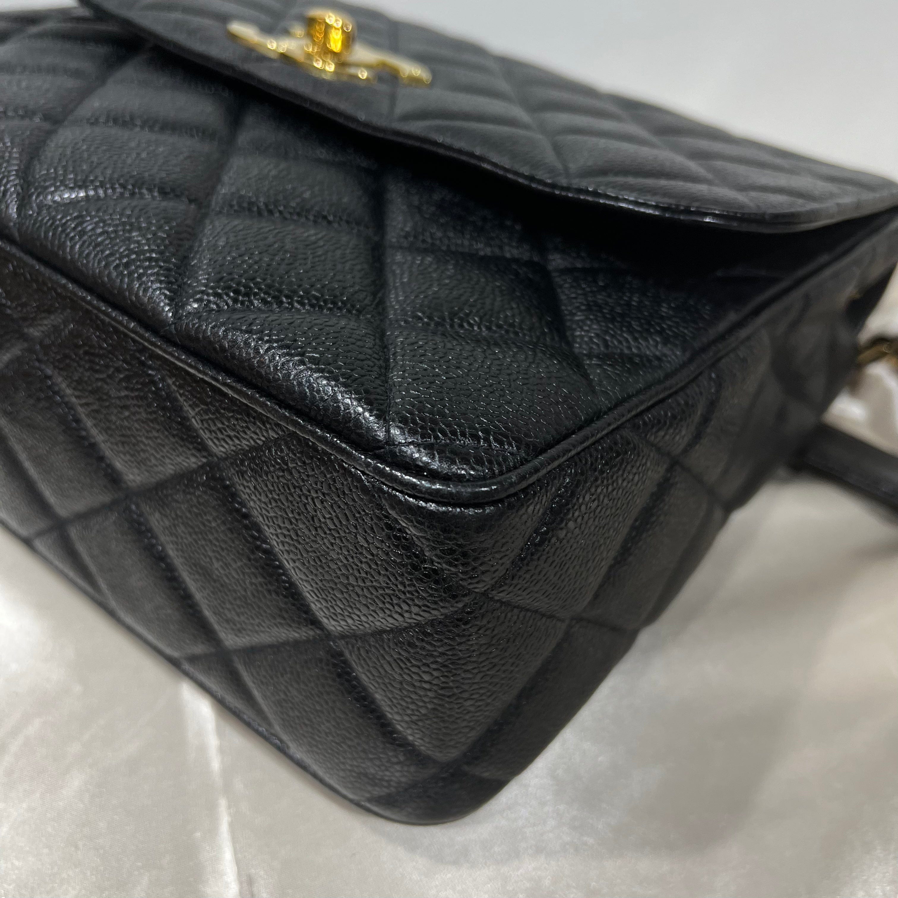 Chanel CHANEL VINTAGE BIG COCO SHOULDER BLACK CAVIAR SKIN 90207759