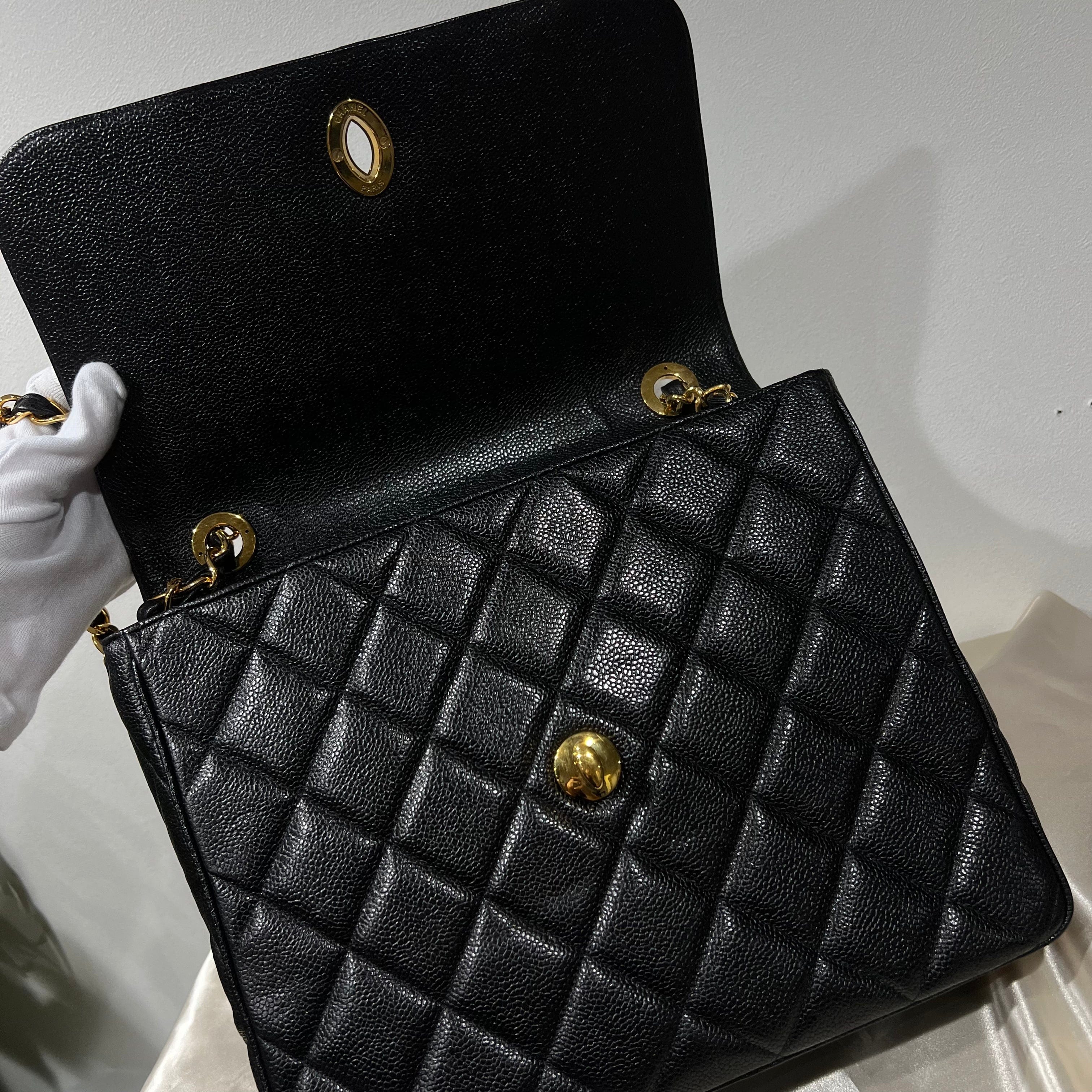 Chanel CHANEL VINTAGE BIG COCO SHOULDER BLACK CAVIAR SKIN 90207759