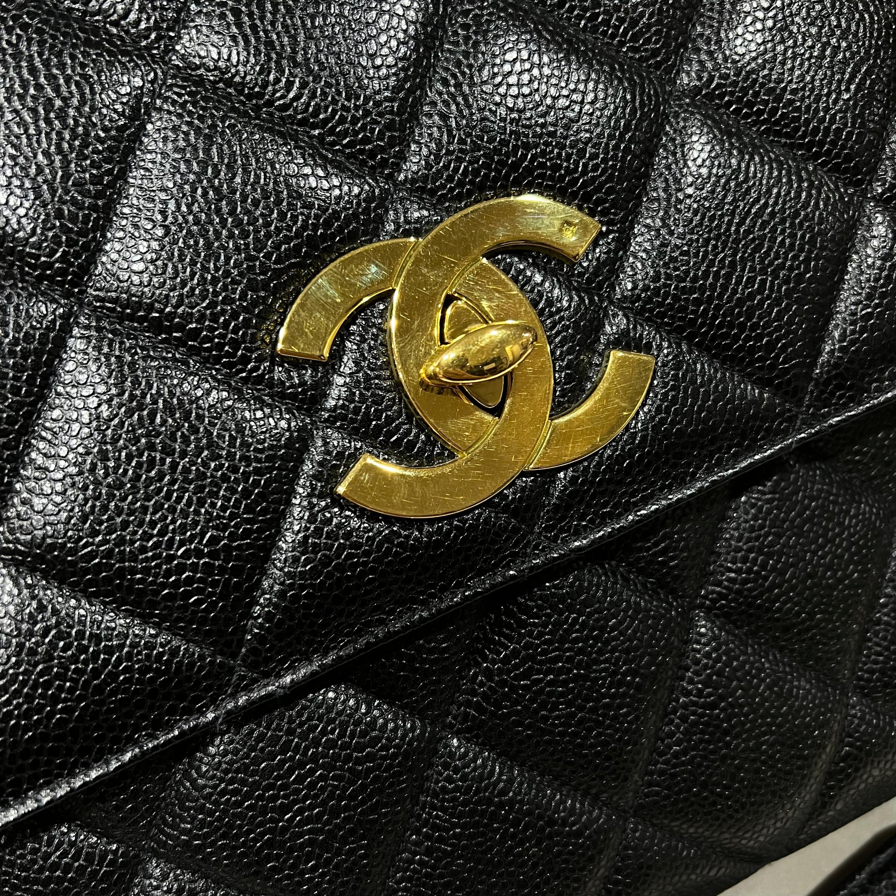 Chanel CHANEL VINTAGE BIG COCO SHOULDER BLACK CAVIAR SKIN 90207759