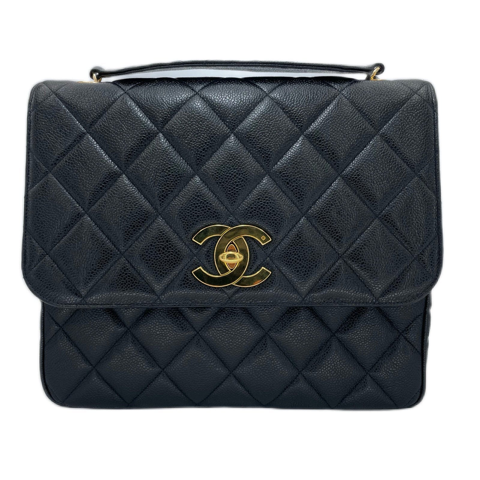 Chanel CHANEL VINTAGE BIG COCO SHOULDER BLACK CAVIAR SKIN 90207759