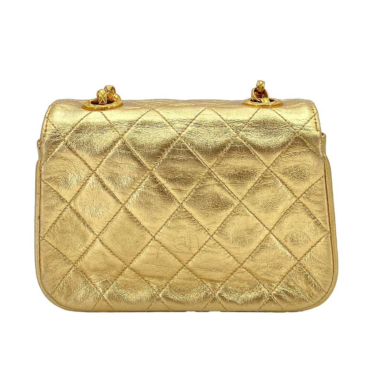 Chanel CHANEL VINTAGE BIJOU CHAIN SHOULDER BAG GOLD LAMB SKIN 90245554