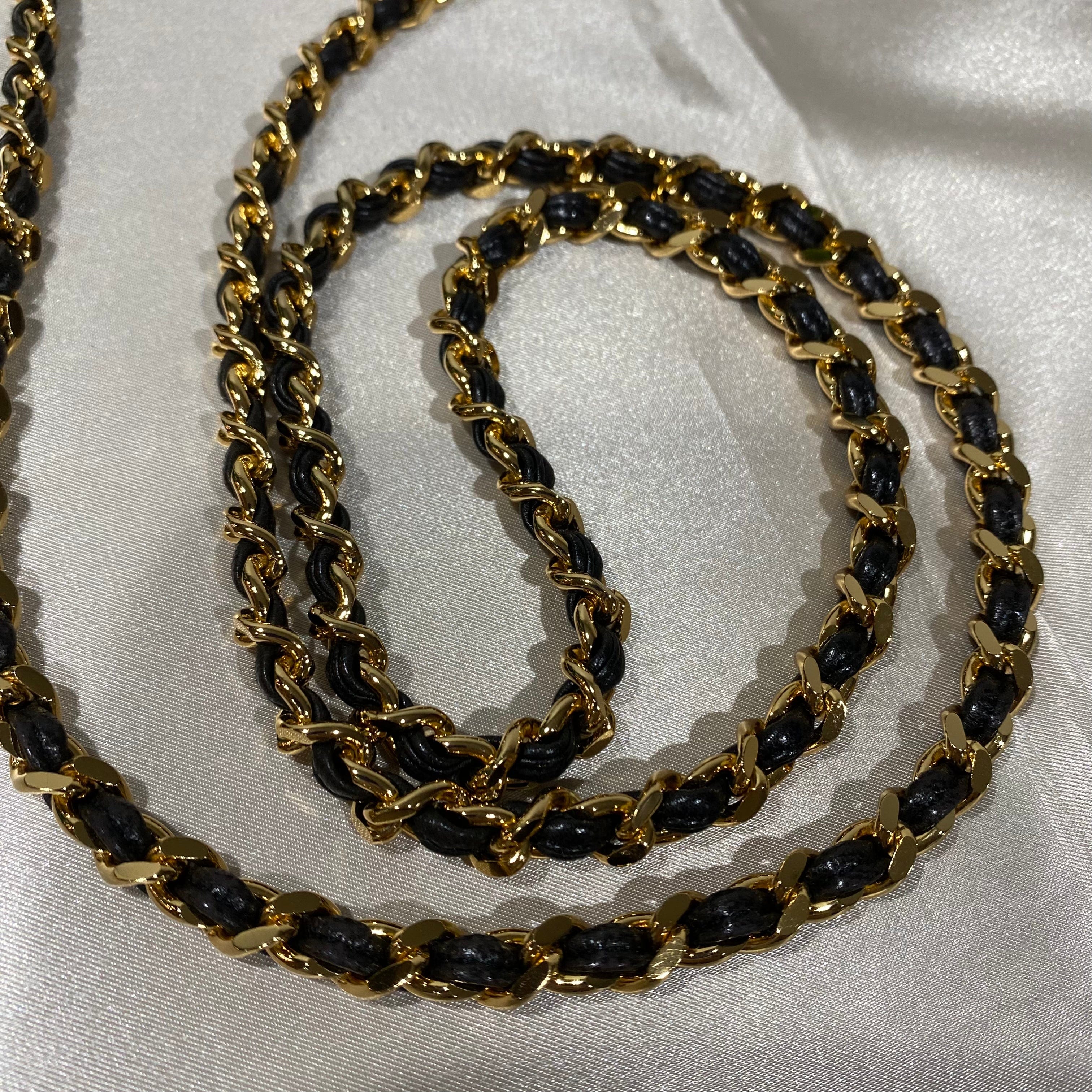 Chanel CHANEL VINTAGE CAMELLIA CHAIN BLACK LAMB SKIN 90202741