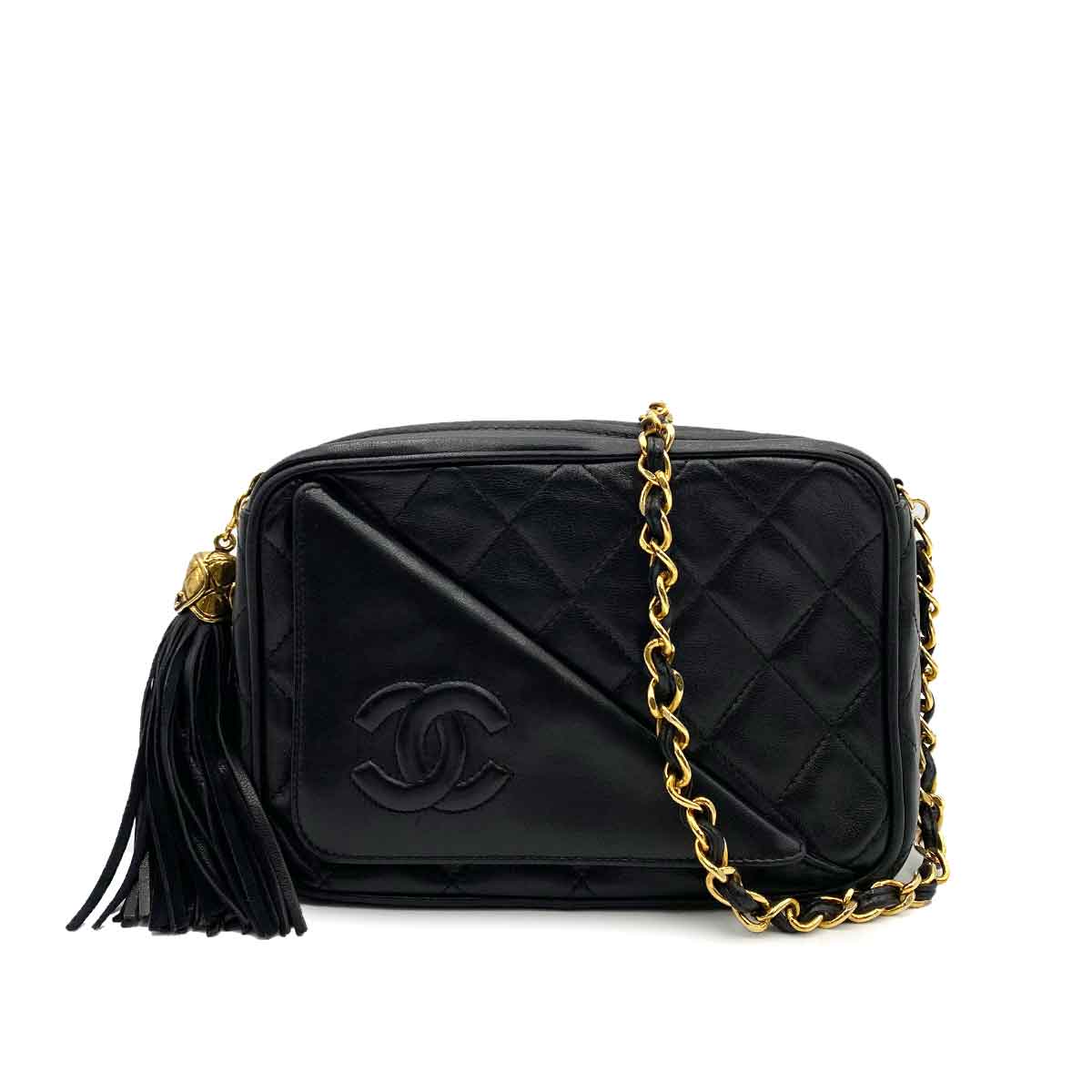 Chanel Chanel Vintage Camera Bag Tassle Black Lambskin GHW #1 90229346