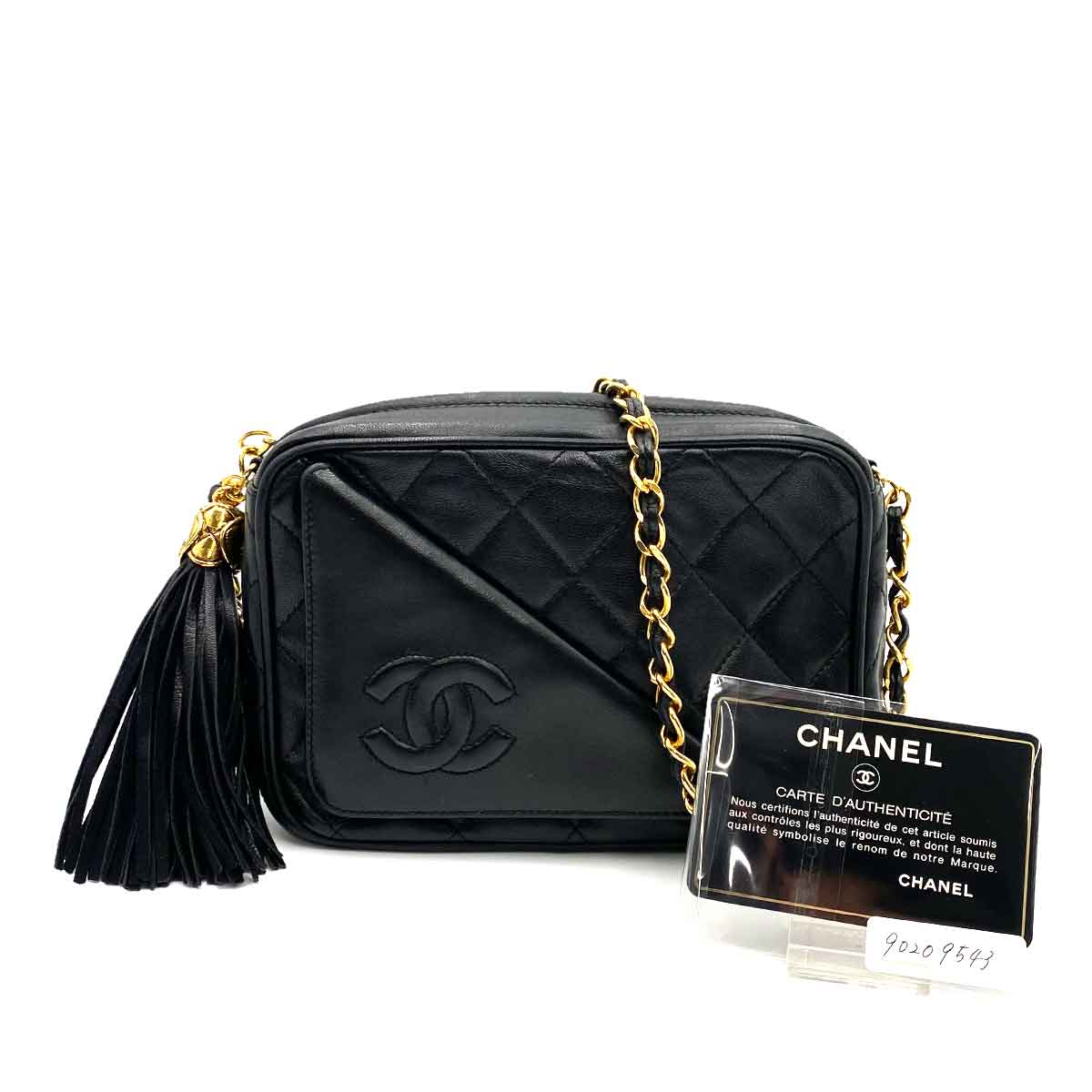 Chanel Chanel Vintage Camera Bag Tassle Black Lambskin GHW #1 90229346